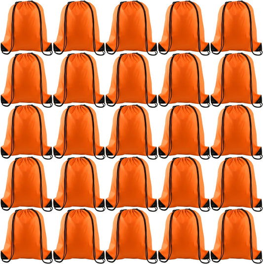KUUQA 25Pcs Orange Drawstring Bags - String Backpacks for Gym, Sport, Traveling