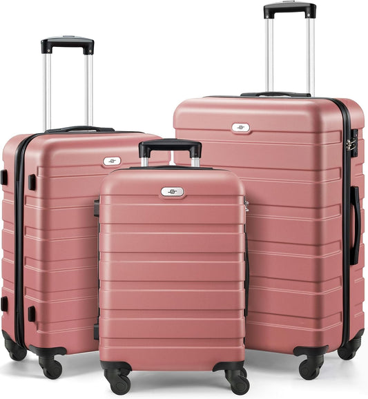 Suitour 3 piece Luggage Sets with Spinner Wheels,Hard Shell luggage sets for Women,20 24 28 inch Travel Luggage