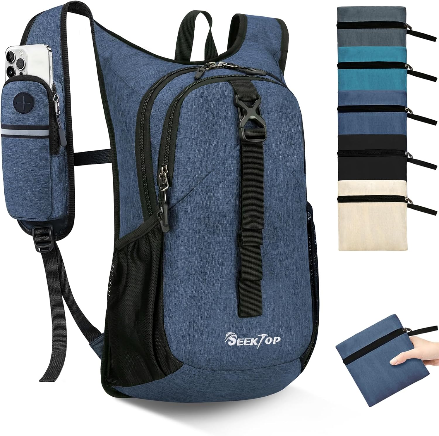 Seektop 15L Small Hiking Backpack for Women Men, Lightweight Hiking Packable Daypack with Phone