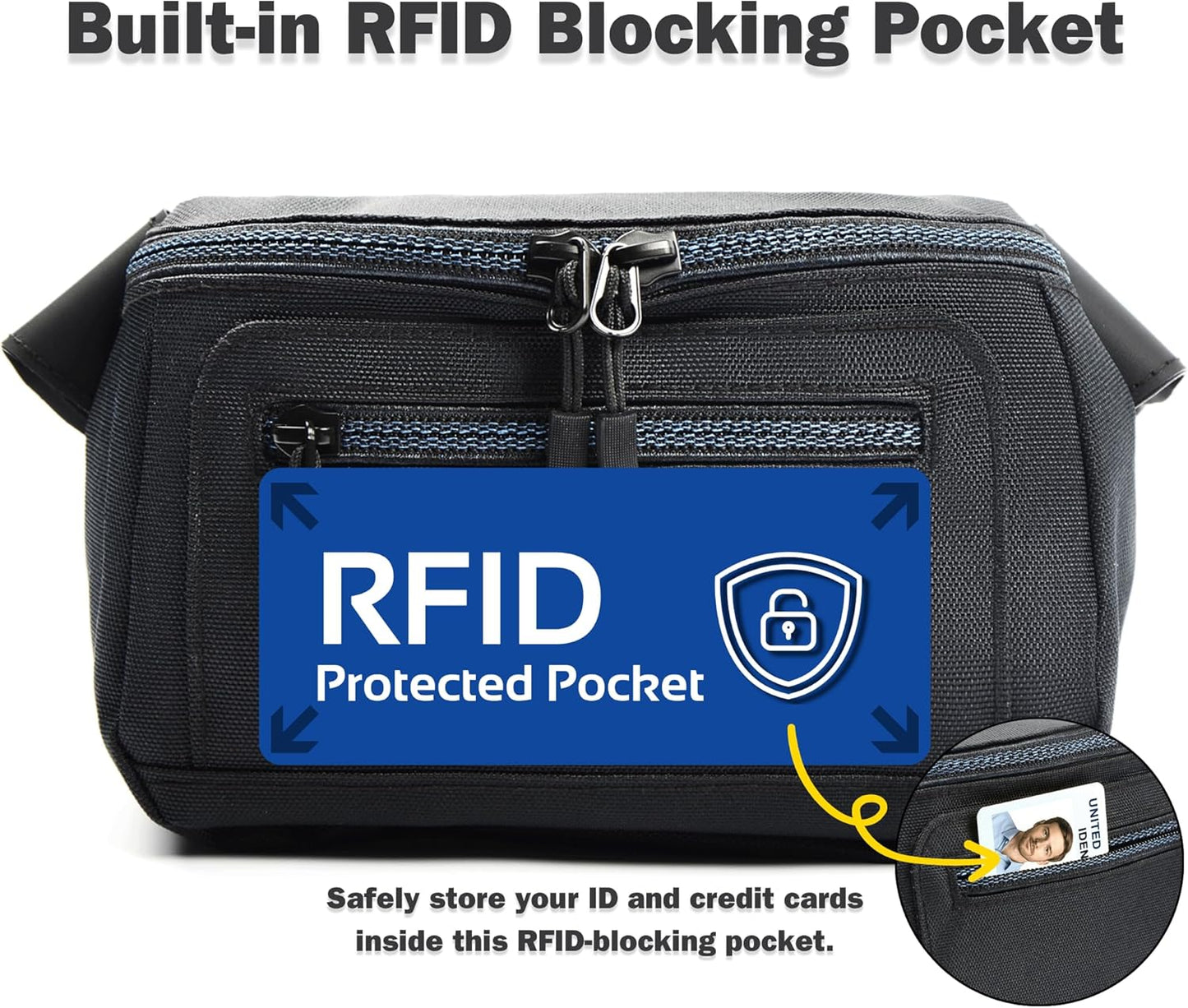 RFID Blocking Anti Theft Fanny Pack for Women and Men with Safety Hook for Travel and Daily Commute Water Resistant Crossbody Waist Bag Multiple Pockets Lightweight QUATIAN