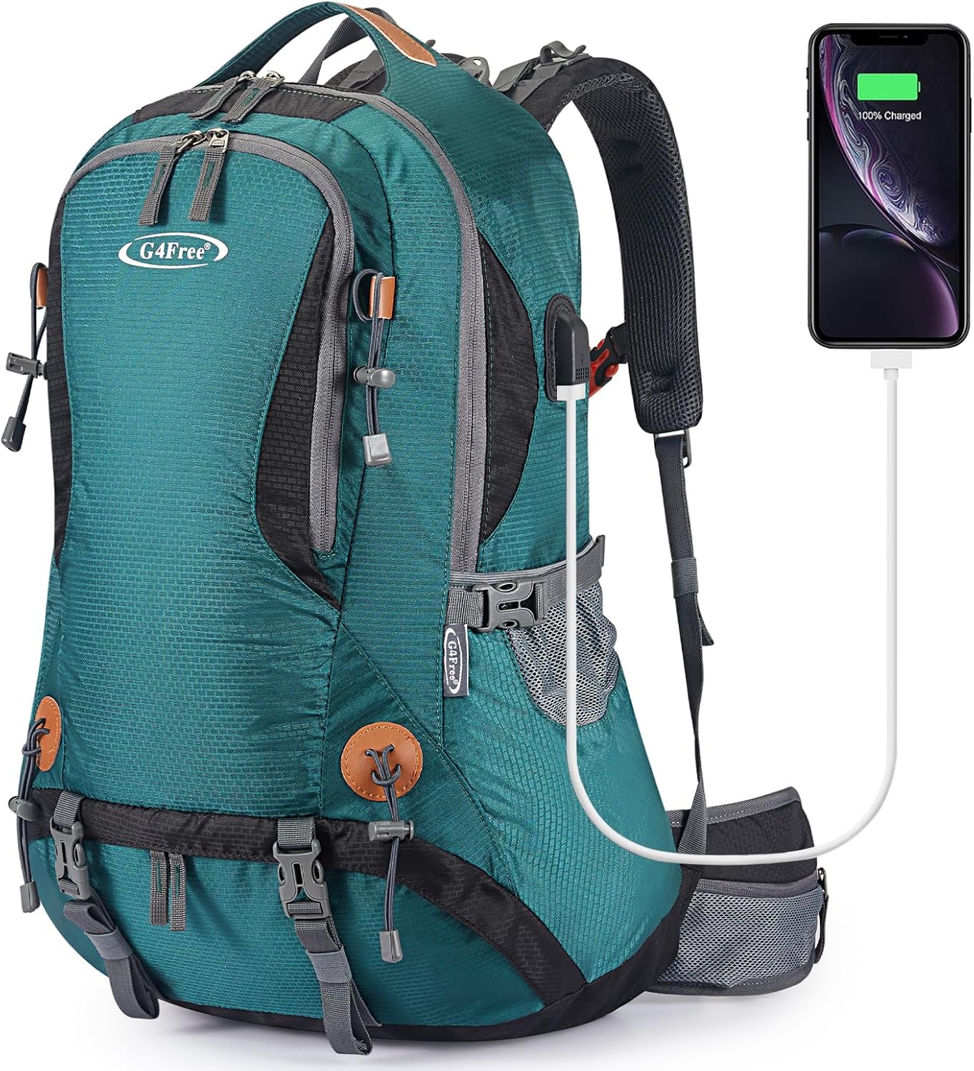 G4Free 50L Hiking Backpack Waterproof Daypack Outdoor Camping Climbing Backpack with Rain Cover for