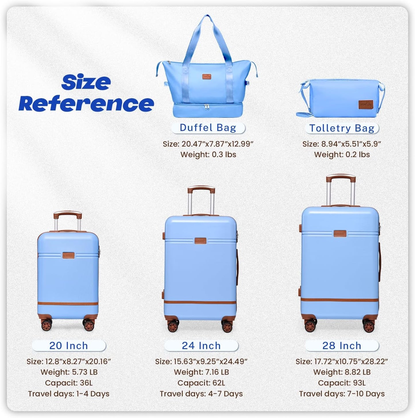 Krute Carry On Luggage Sets 3 Pieces Suitcase Set Hard Shell PC+ABS Airline Approved Suitcases with Spinner Wheels TSA Approved 20 Inch Luggage (BlackBrown)