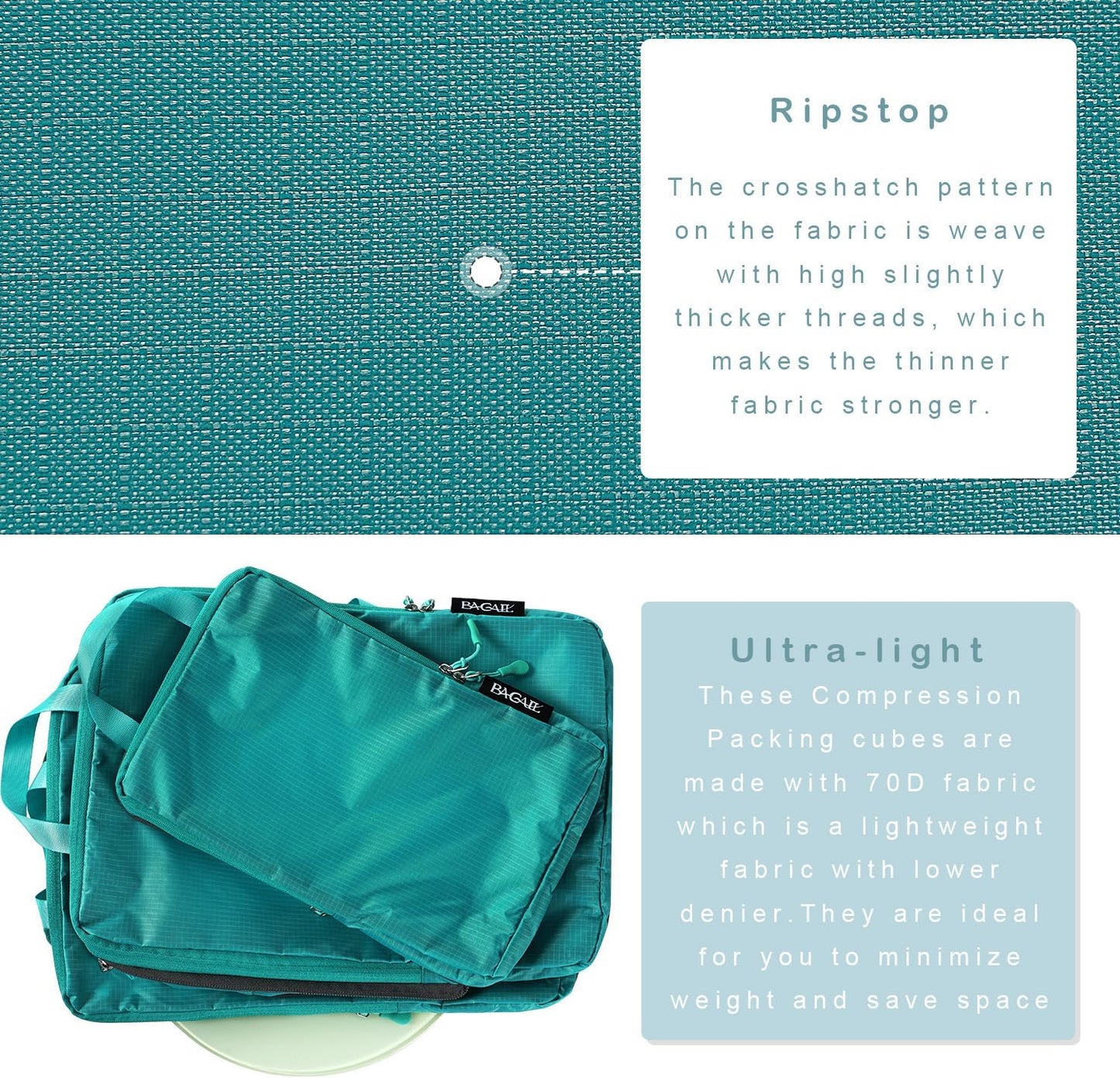 BAGAIL 6 Set Ultralight Compression Packing Cubes Packing Organizer for Travel Accessories Luggage Suitcase Backpack