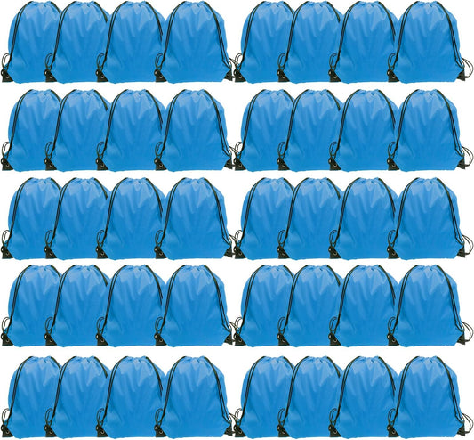 GoodtoU Drawstring Bags, Drawstring Backpack Bulk Nylon Backpack Draw String Back Bag Cinch Sack Drawstring Gym Bag String Backpack for Sport, Traveling, Team (40Pcs, Sky Blue)