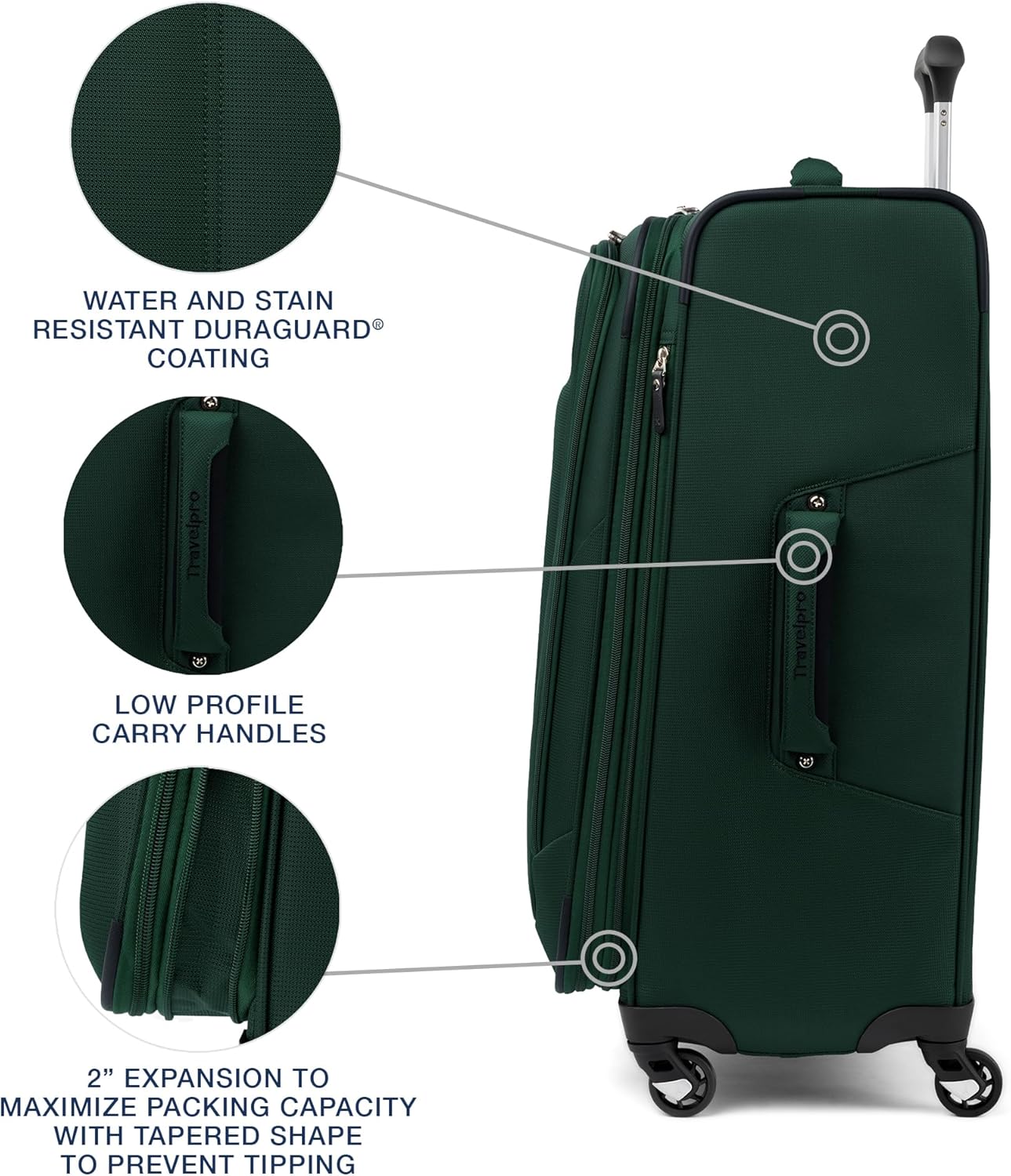 Travelpro Maxlite 5 Softside Expandable 2-Piece Luggage Set — Carry-On and Large Checked Luggage — Forest Green