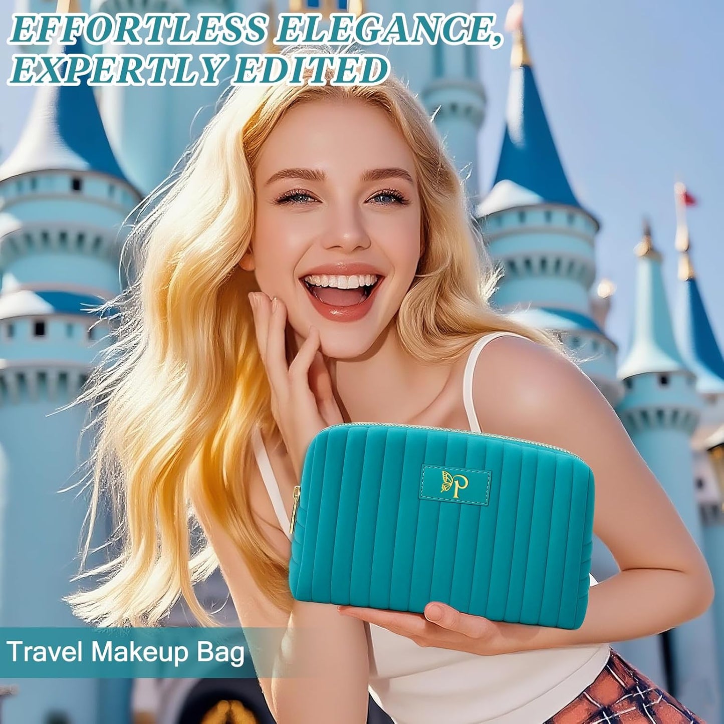 Monogrammed Make Up Bags for Women,Personalized Cosmetic Bags Women,Small Quilted Makeup Pouch,Cute
