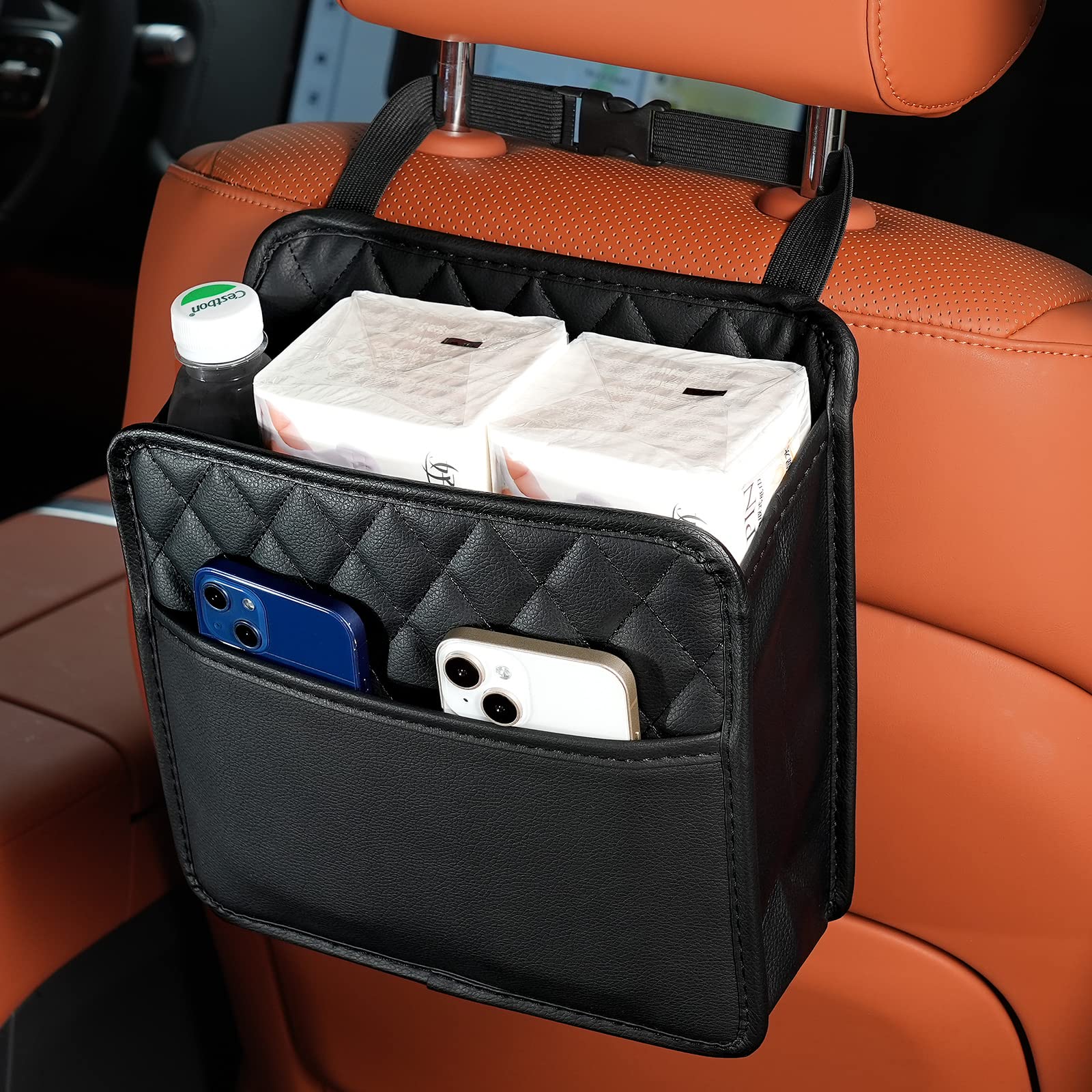 FrgKbTm Car Seat Back Hanging Bag Car Document Holder Multi-Pocket Bottle Bag Storage Box Organizer