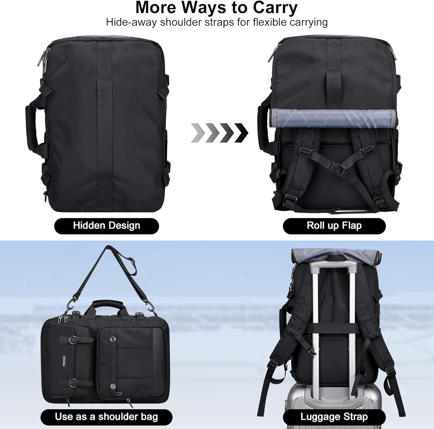 PIJUSHI Travel Backpack for Women Men Carry on Luggage Backpack Convertible Large Laptop Duffel Bag