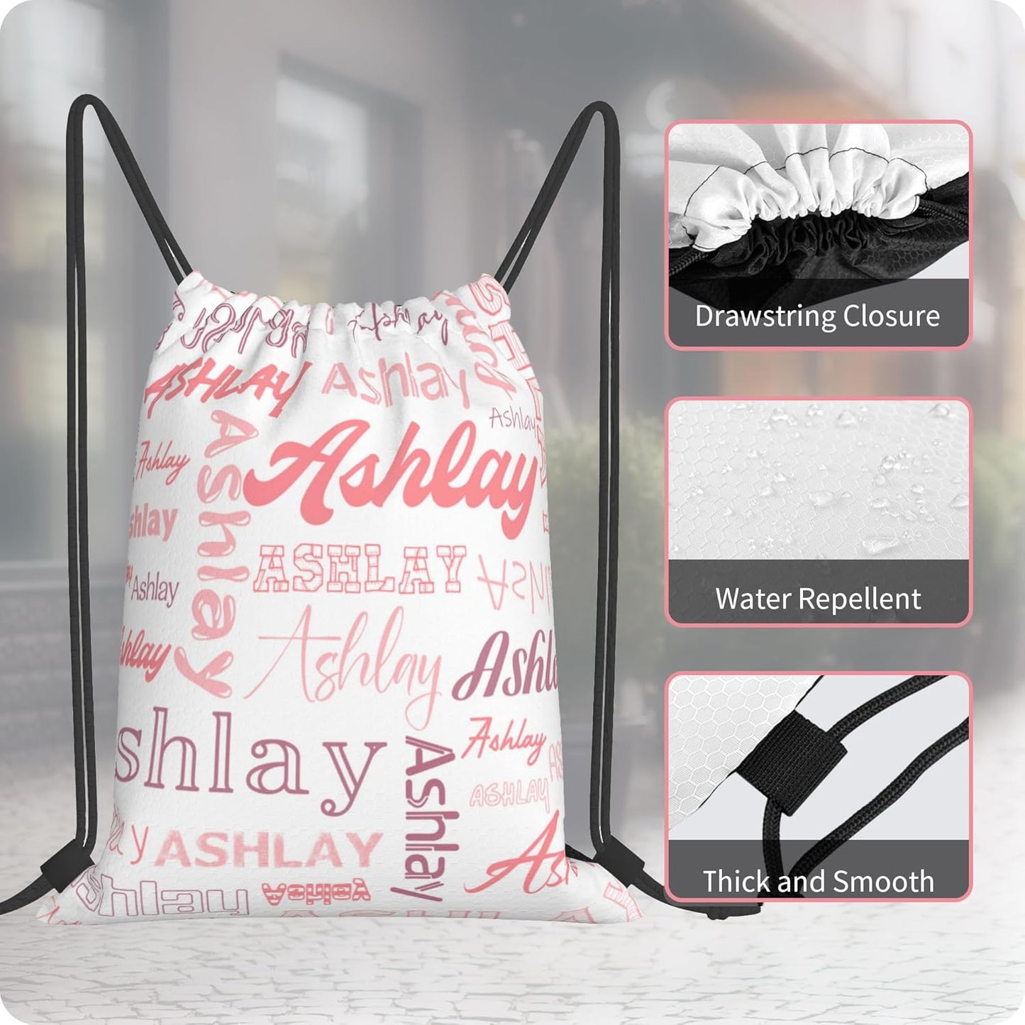 Personalized Drawstring Bag with Your Name Drawstring Backpack for Men Women Small Gym Beach