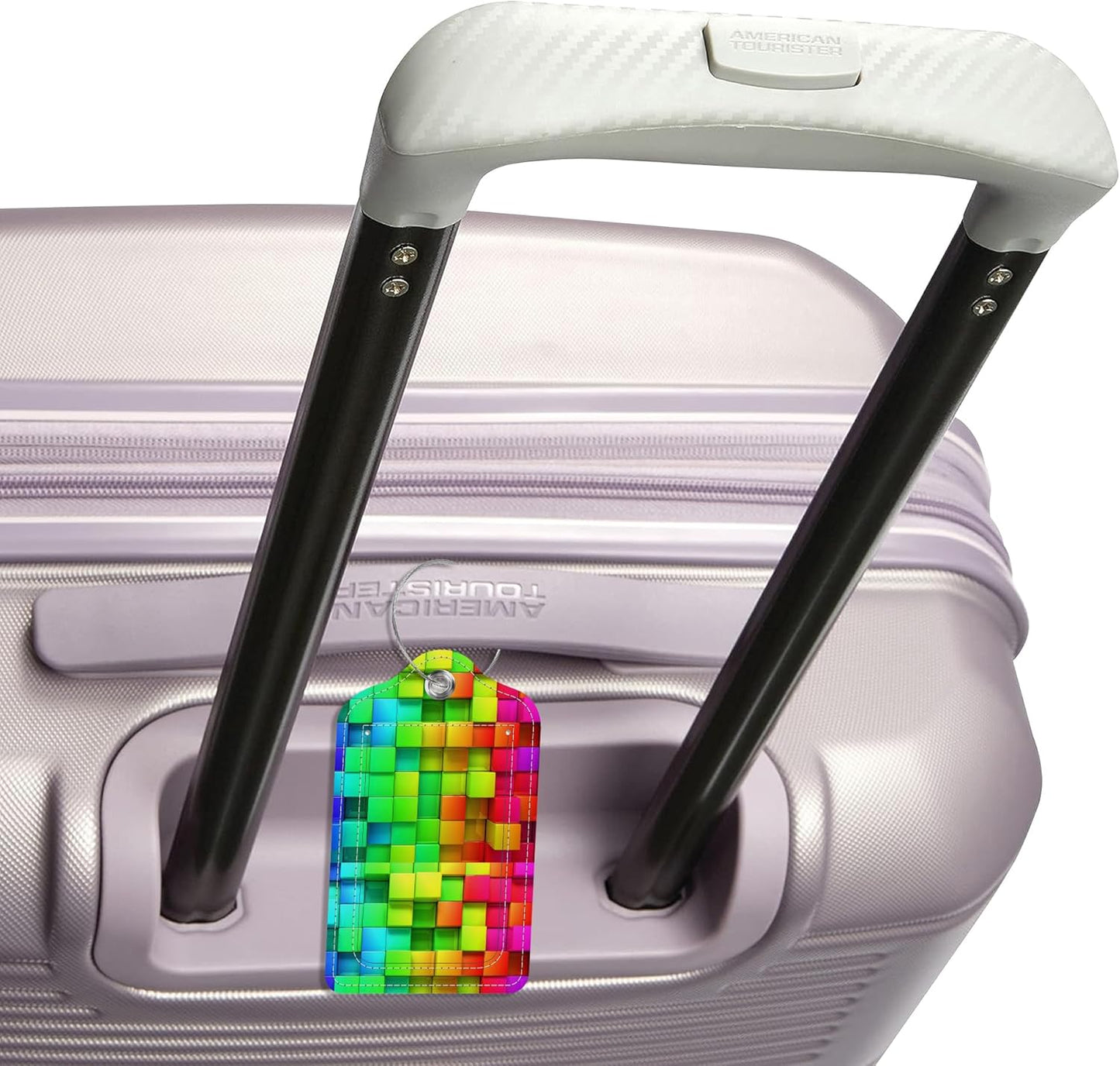 Luggage Tags for Suitcase,2 Pack Rainbow Colored Luggage Tag,PU Leather Id Label Luggage Tags with Stainless Steel Loop and Privacy Cover for Women Men Teens Travel