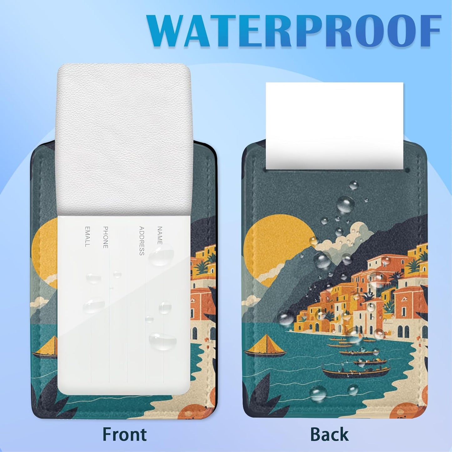 Stunning Sunset Nature 2 PCS Luggage Tags, Privacy Cover ID Label with Stainless Steel Loop and Address Card for Travel Bag Suitcase
