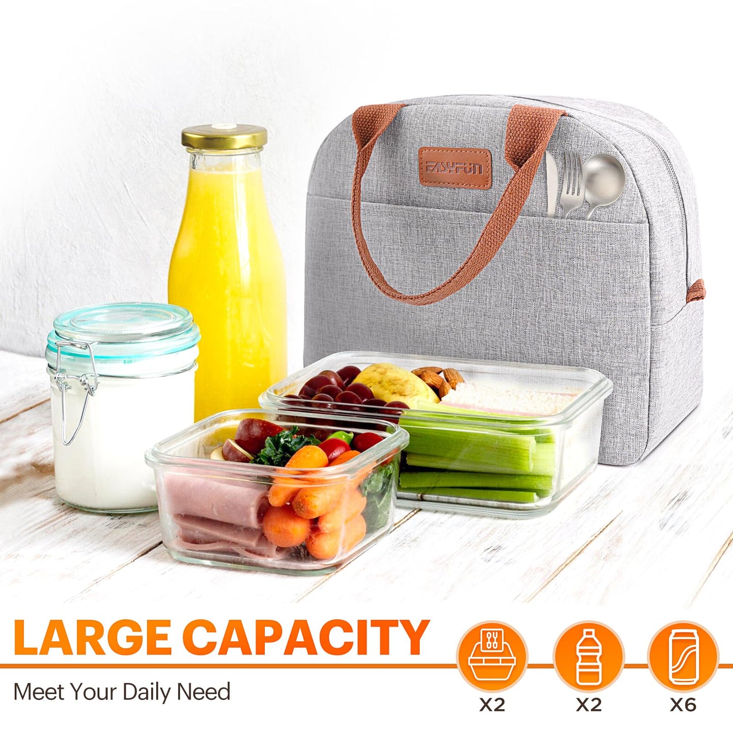 Lunch Bag for Women & Men Adult Insulated Lunch Box, Small Leakproof Cooler Food Lunch Containers