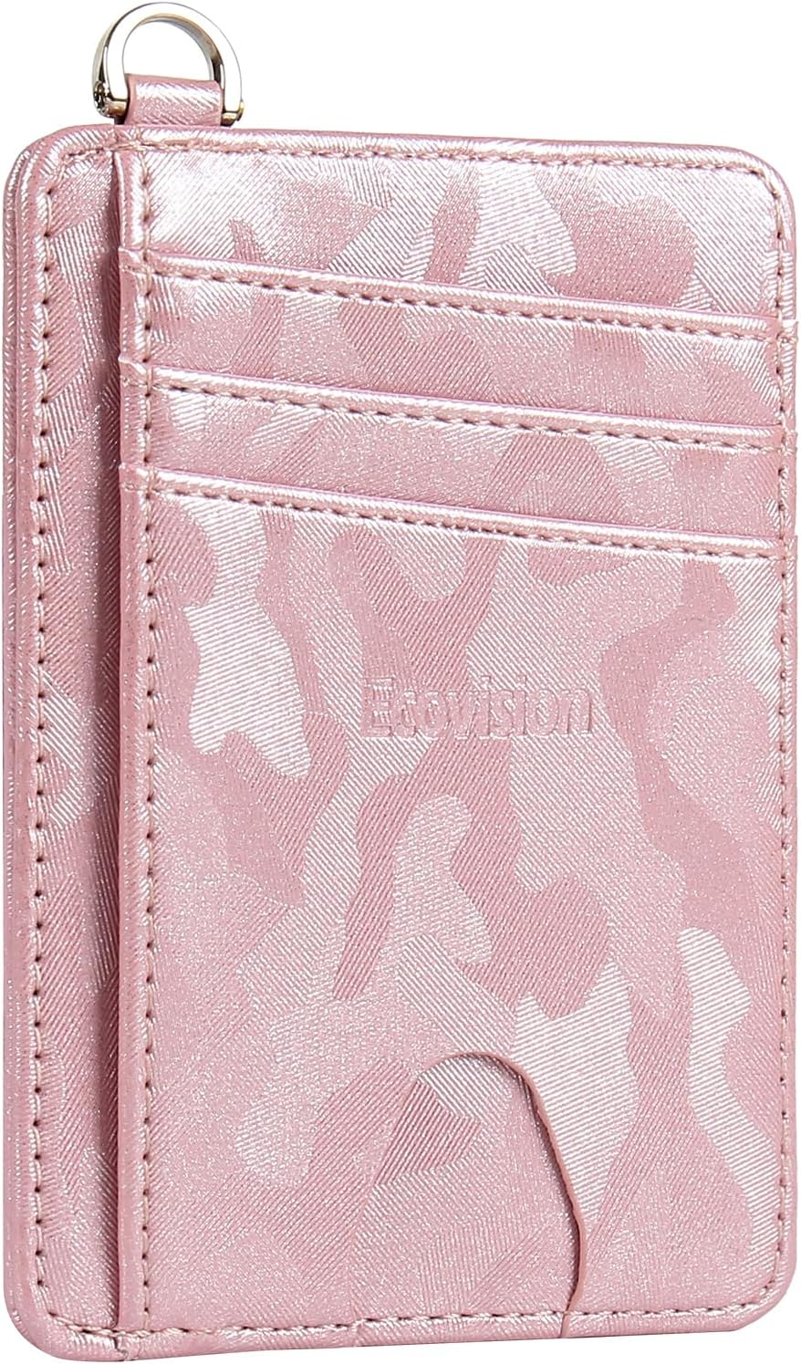 EcoVision Slim Minimalist Front Pocket Wallet, RFID Blocking Credit Card Holder Wallet with Detachable D-Shackle for Men Women