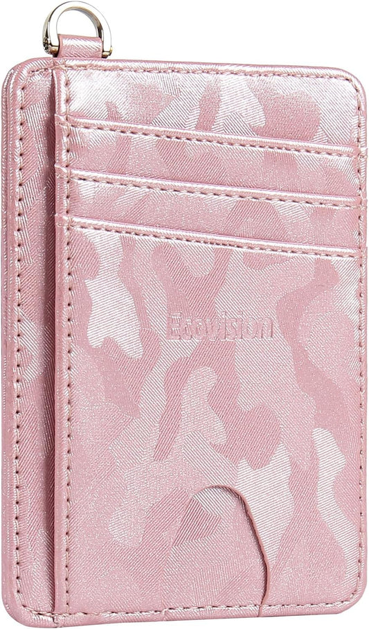 EcoVision Slim Minimalist Front Pocket Wallet, RFID Blocking Credit Card Holder Wallet with Detachable D-Shackle for Men Women