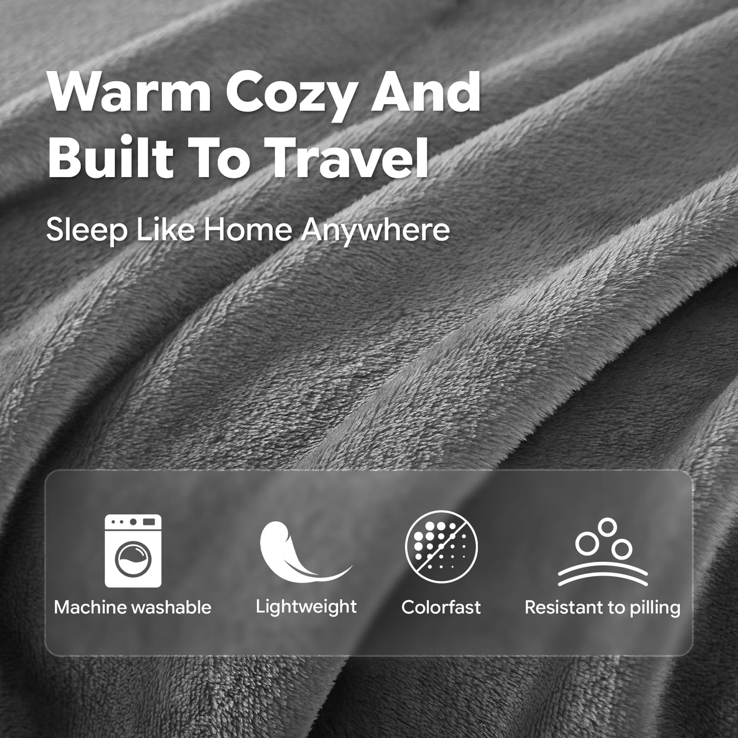 PEUJEW Travel Blanket, Soft 2-in-1 Airplane Blanket, 65x40 Inches, Travel Blanket Airplane Compact