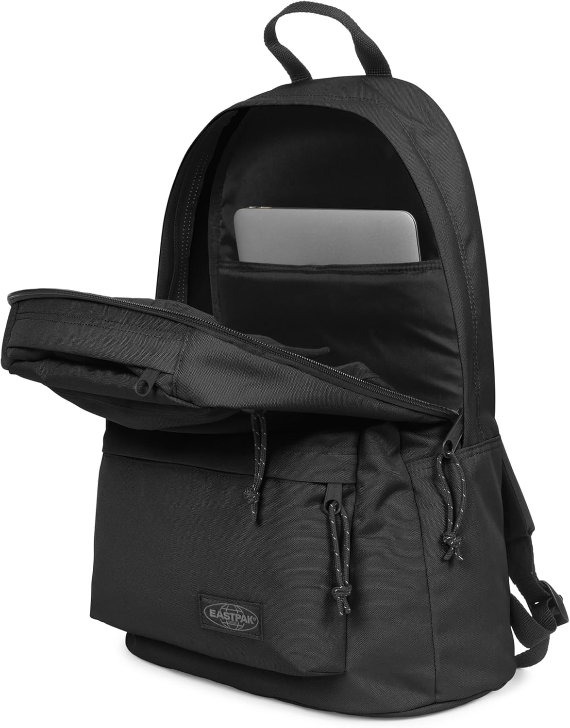 EASTPAK Padded Double – 24L Squared Backpack with Dual Front Pockets, 13” Laptop Sleeve, Bottle Holder & Padded Straps, Black