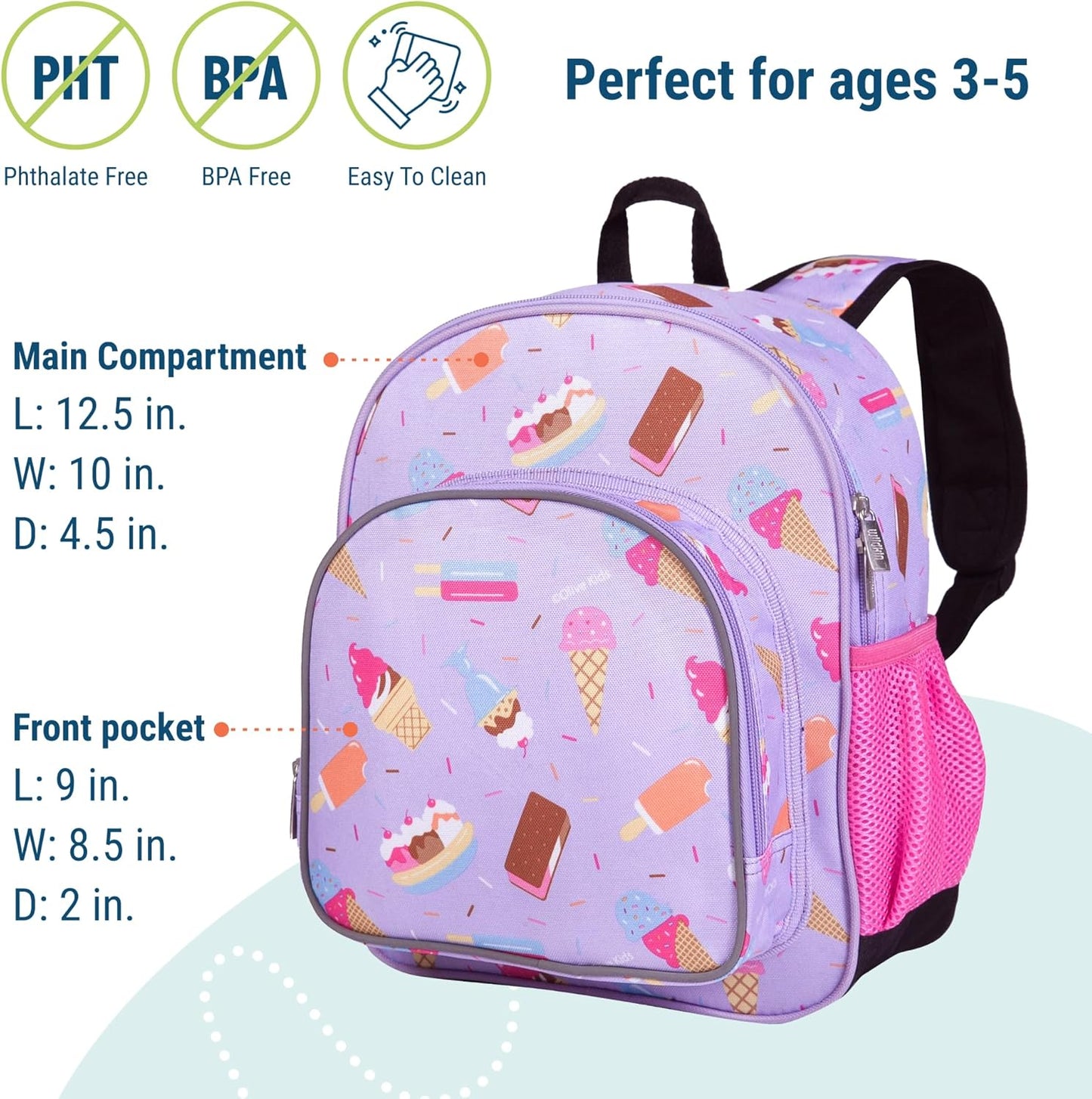 Wildkin 12-inch Kids Backpack – Padded, Adjustable, Ideal for Daycare & Travel - Sweet Dreams