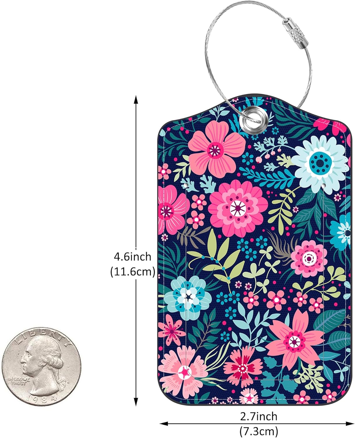2 Pack Luggage Tags for suitcases Colorful Flowers Leather Luggage Tag, Identifiers with Privacy Name ID Label and Metal Loop for Men Women Travel Bag Suitcase