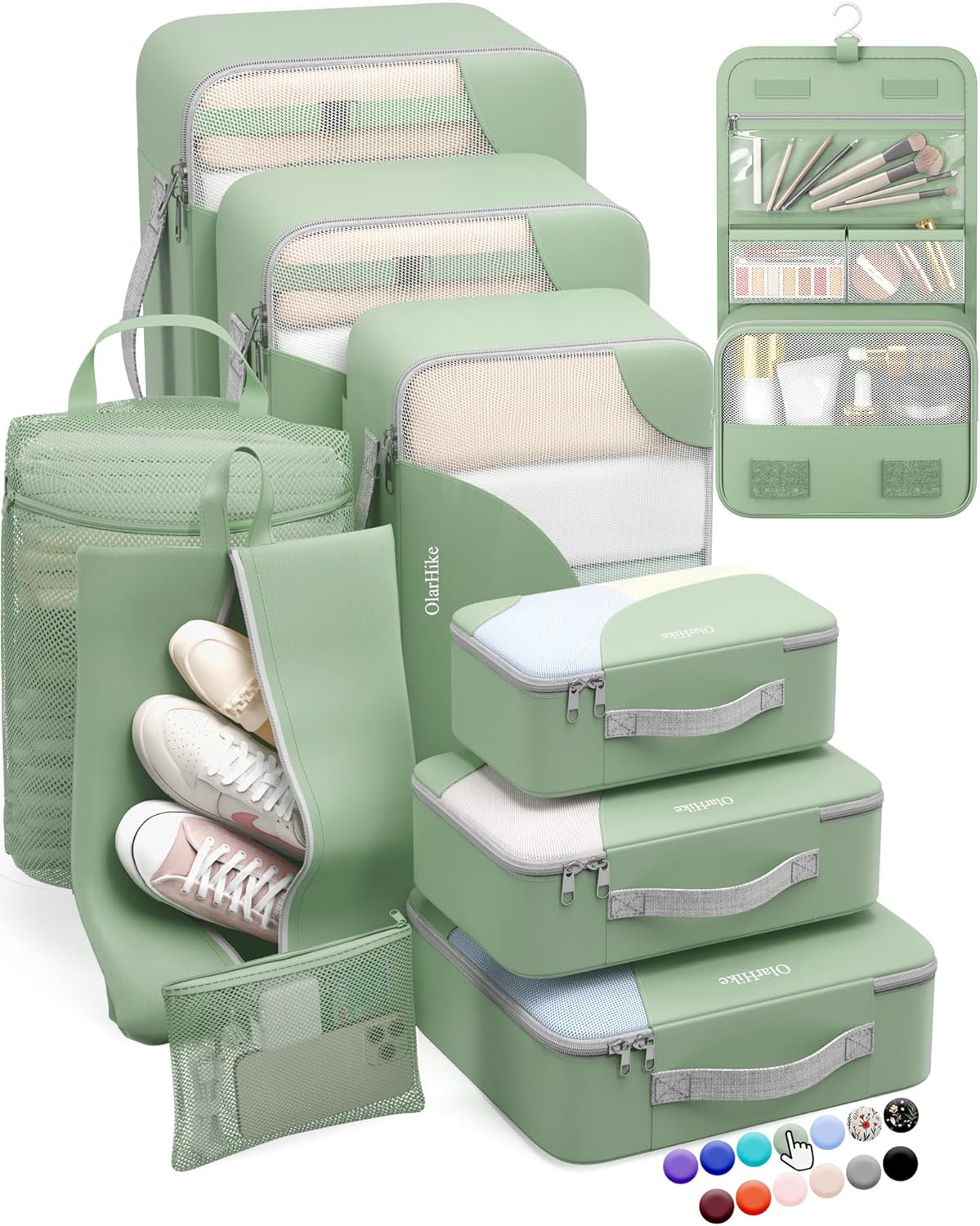 ALL INCLUDED 10 Set Durable Packing Cubes for Suitcases,OlarHike Essentials for Travel,UPGRADED