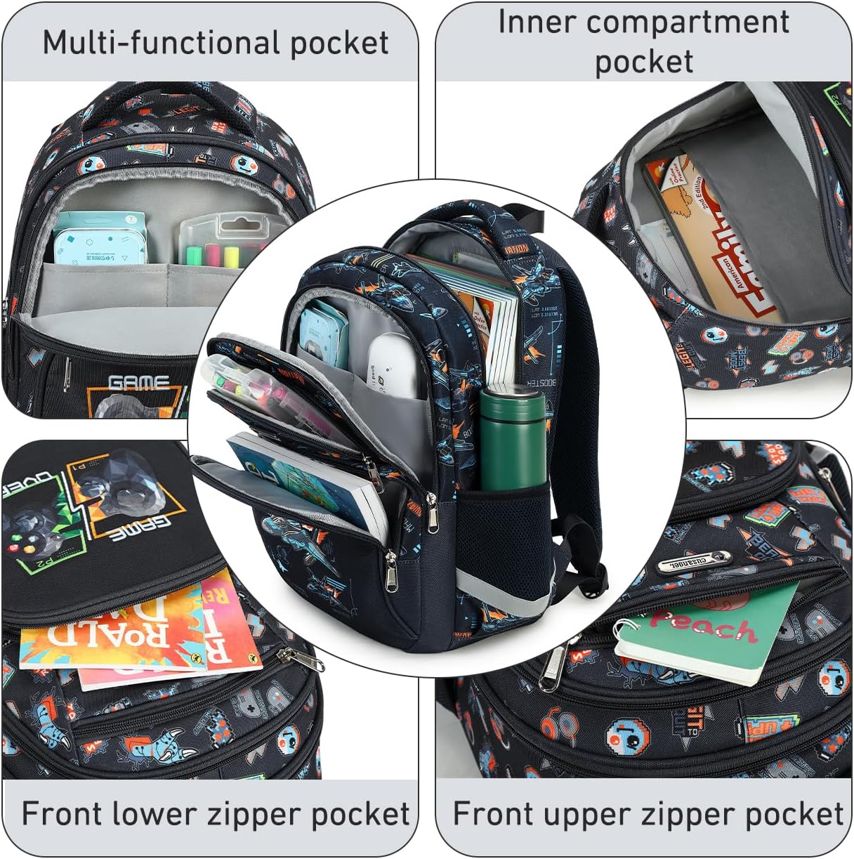 Cusangel Kids school Backpack with lunch bag for Girls,Elementary 6-10years Bookbag nylon large capacity backpack,Daypack