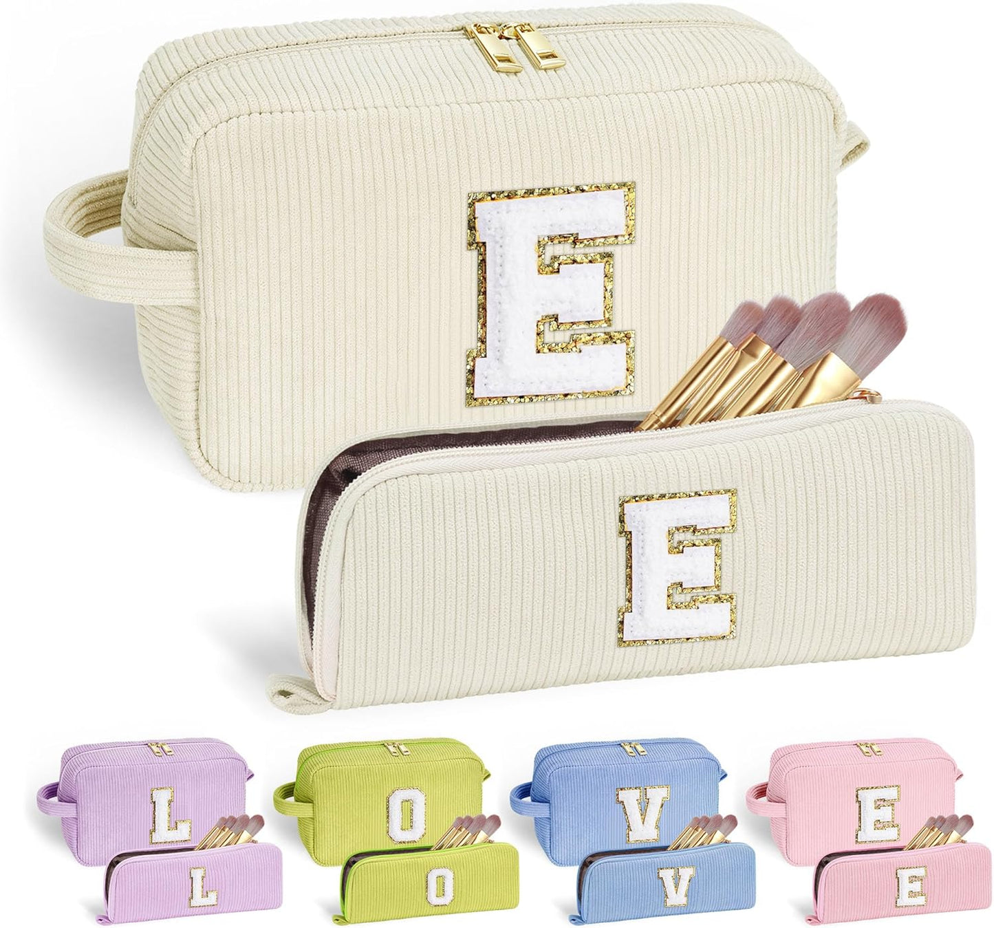 YOOLIFE Initial Travel Makeup Bag Cosmetic Bag - Teen Girl Gifts Trendy Stuff Friend Birthday Gifts