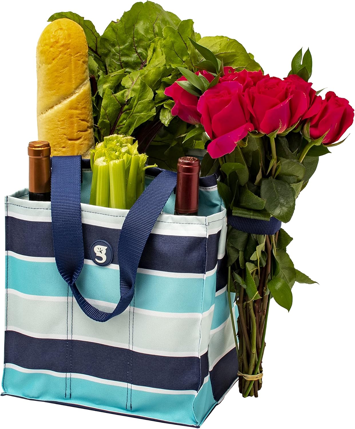 geckobrands 7 Pocket Market Tote Bags - Lightweight Multipurpose Organizer Pool Beach Travel