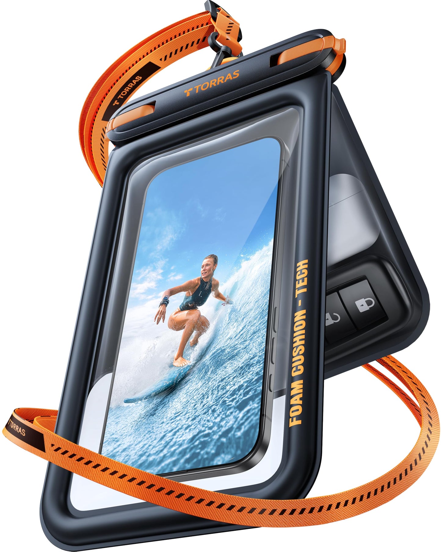 TORRAS IP68 Waterproof Phone Pouch Floating with Double Space 7.0", Black