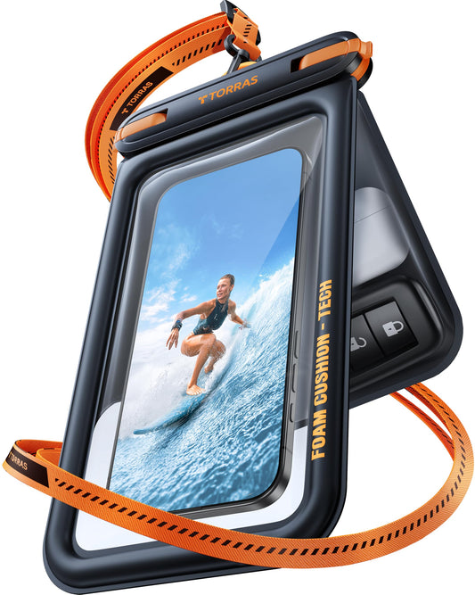 TORRAS IP68 Waterproof Phone Pouch Floating with Double Space 7.0", Black