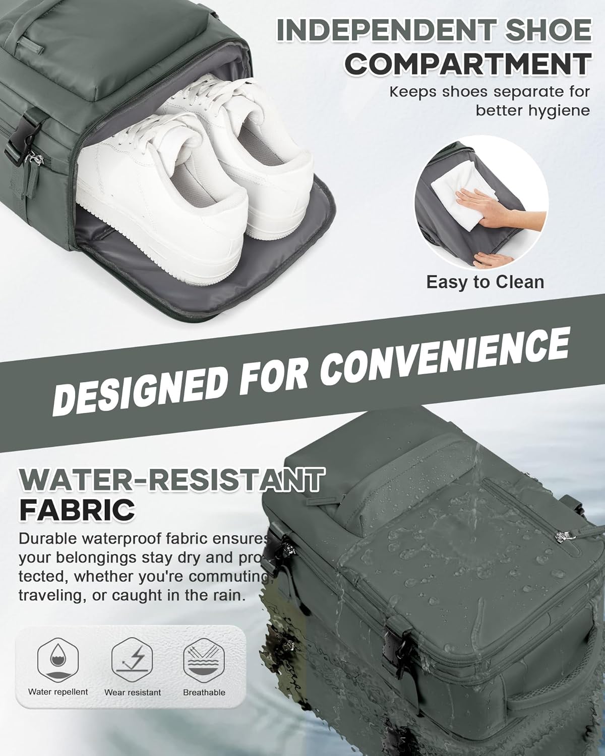 WONHOX Large Travel Backpack Carry on Flight Approved Laptop Work Business Backpack for Women Men Mochila de Viaje