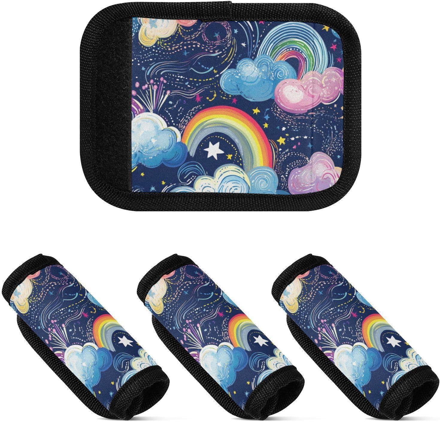 Rainbows Clouds Colorful 2 Pack Luggage Handle Wraps Covers for Suitcase Identifiers Bag Tags