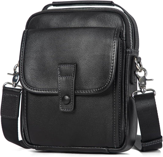 Augus Leather Small Messenger Bag For Men Crossbody Handbag Shoulder Sling Travel Bags for Men Purse Daypack Magnetic Buckle
