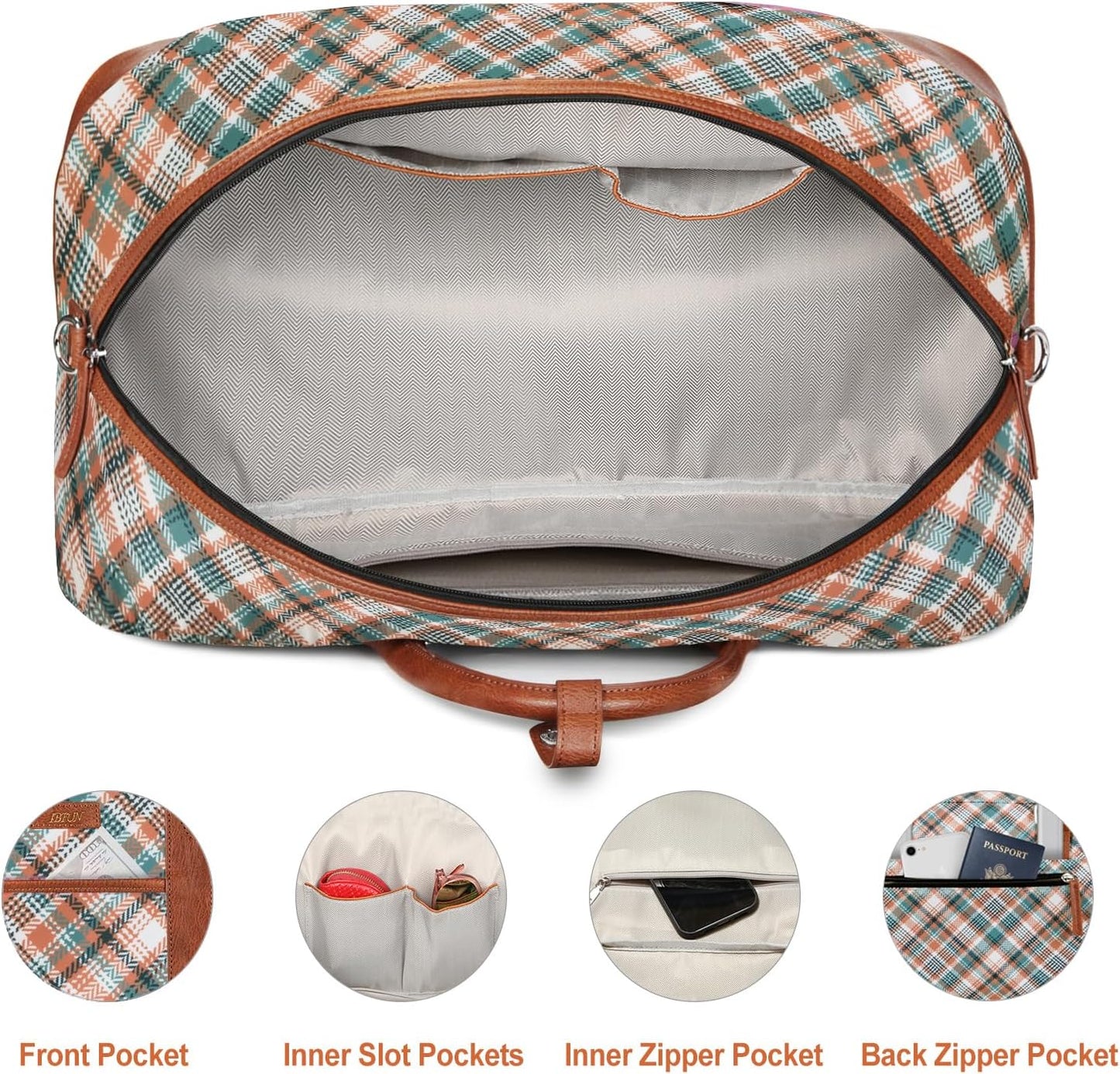 Weekender Bag for Women, Large Overnight Bag Canvas Travel Duffel Bag Carry On Tote with Shoe Compartment 21" 3Pcs Set