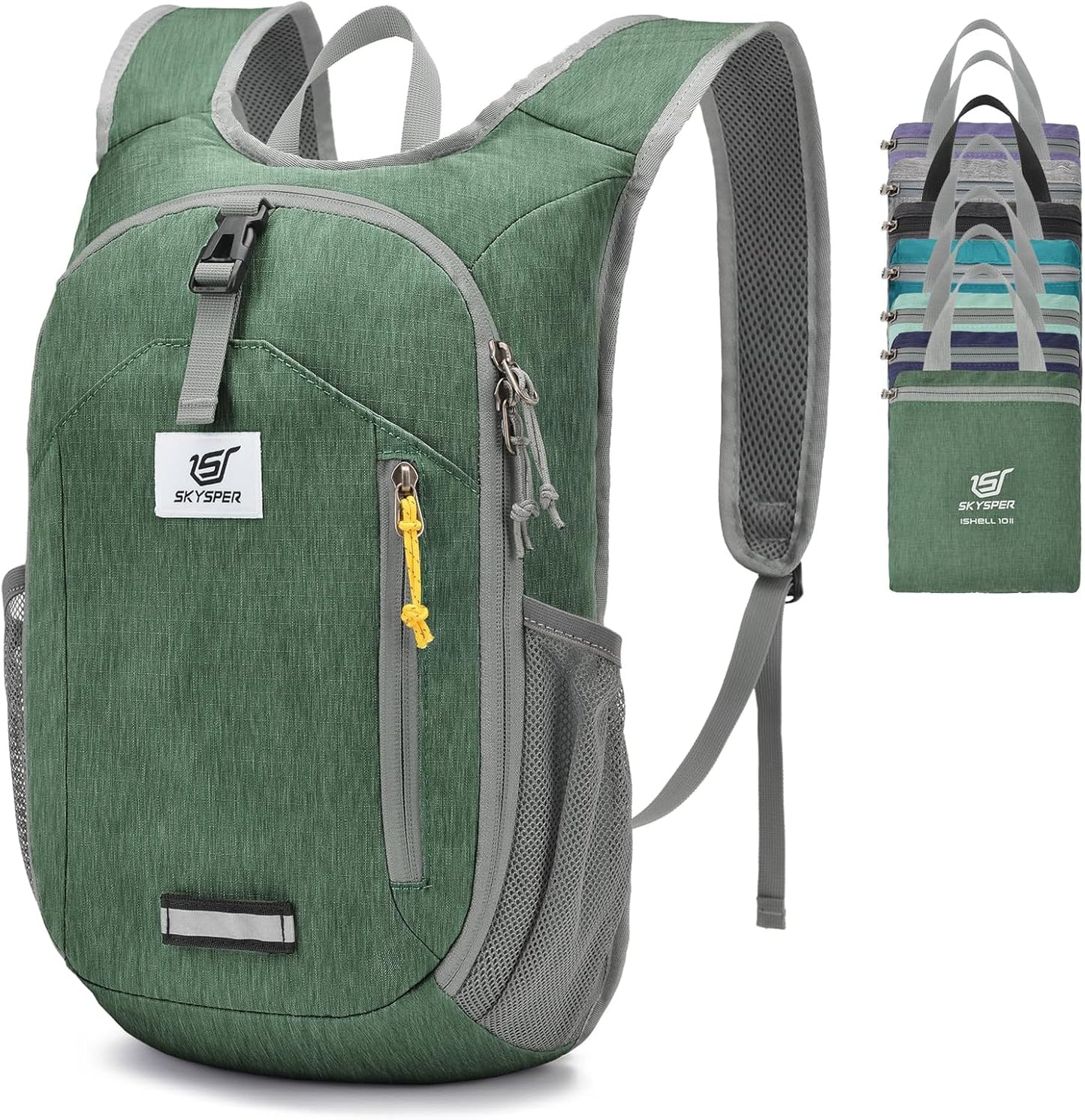 SKYSPER 10L Hiking Backpack Small Hiking Daypack Packable Lightweight Travel Day Pack for Women Men(Green)