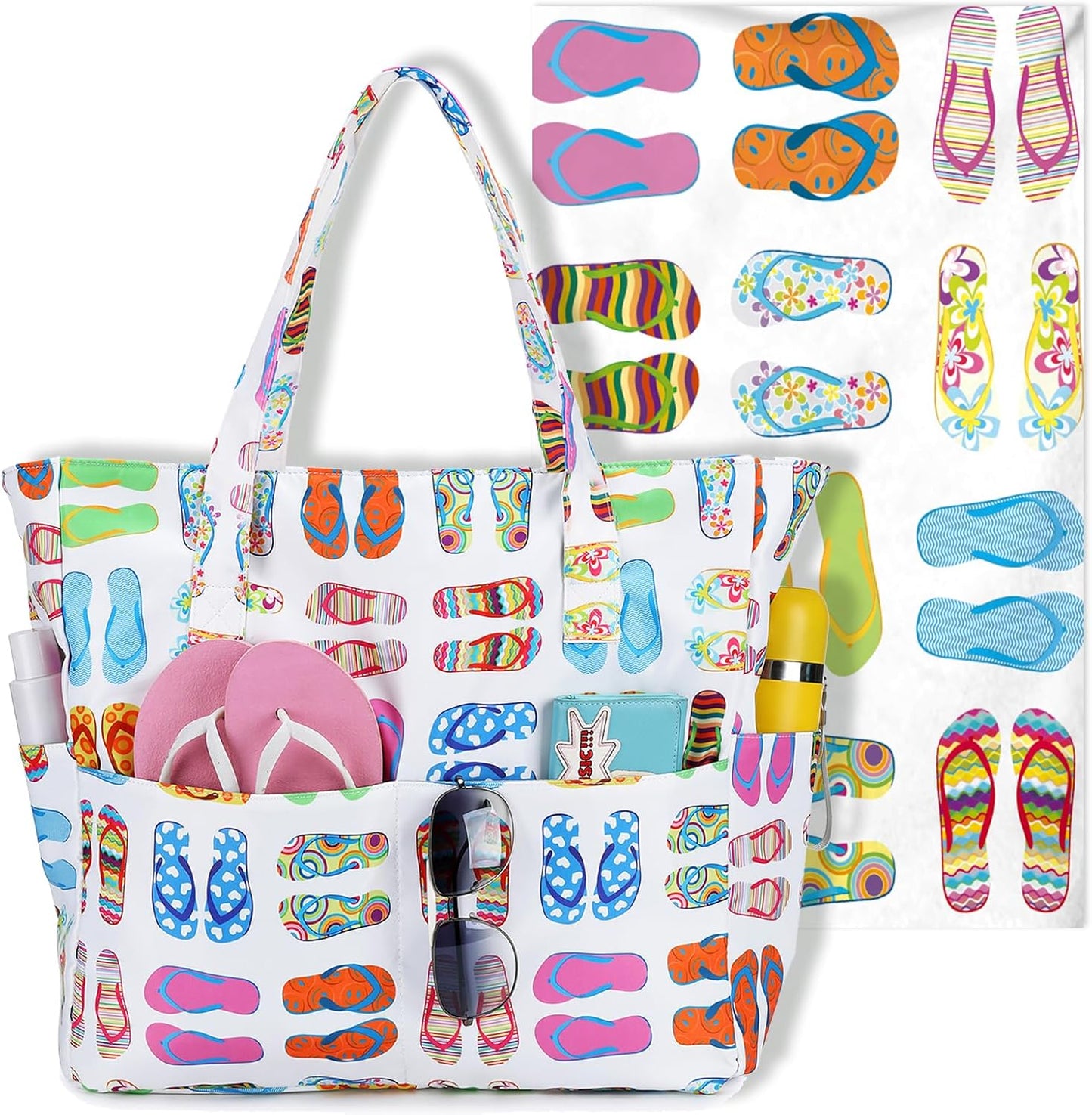 Bluboon Waterproof Beach Tote Pool Bags for Women Ladies Extra Large Carry On Bag With Wet Compartment for Weekender Travel
