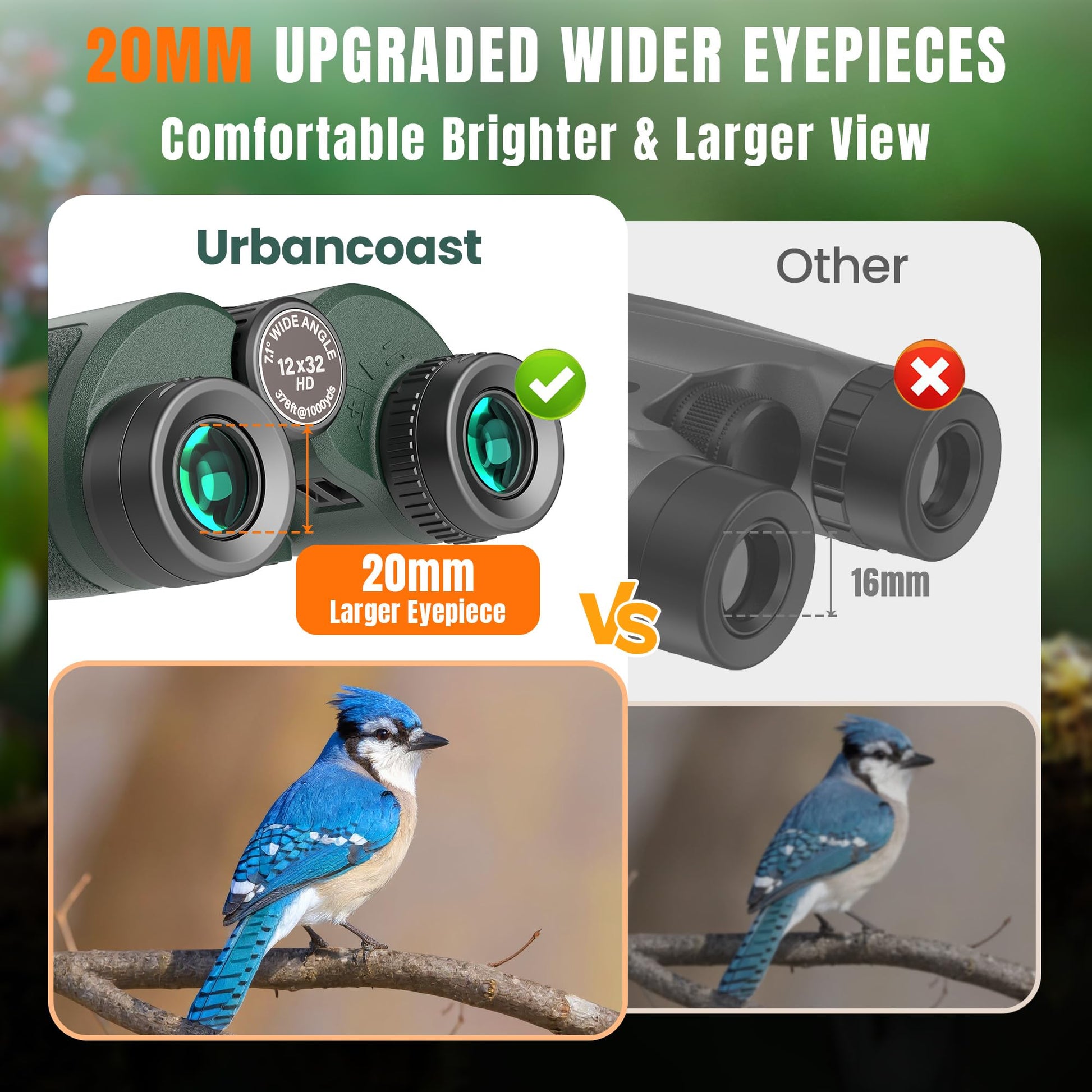 12x32 Compact Binoculars for Adults High Powered, Large View & Super Bright