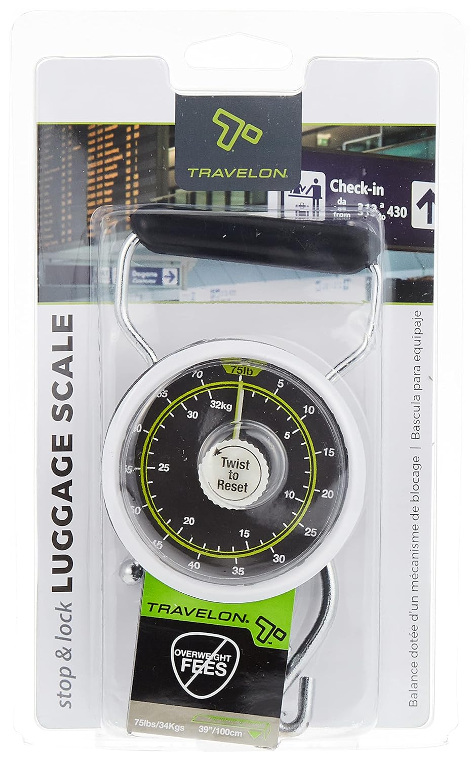 Travelon Stop and Lock Luggage Scale with Tape Measure