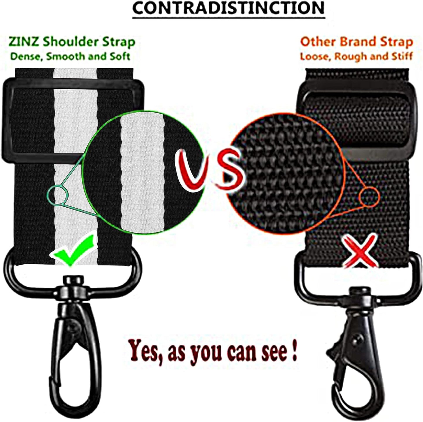 ZINZ Bag Shoulder Strap, Padded Adjustable Shoulder Strap Replacement