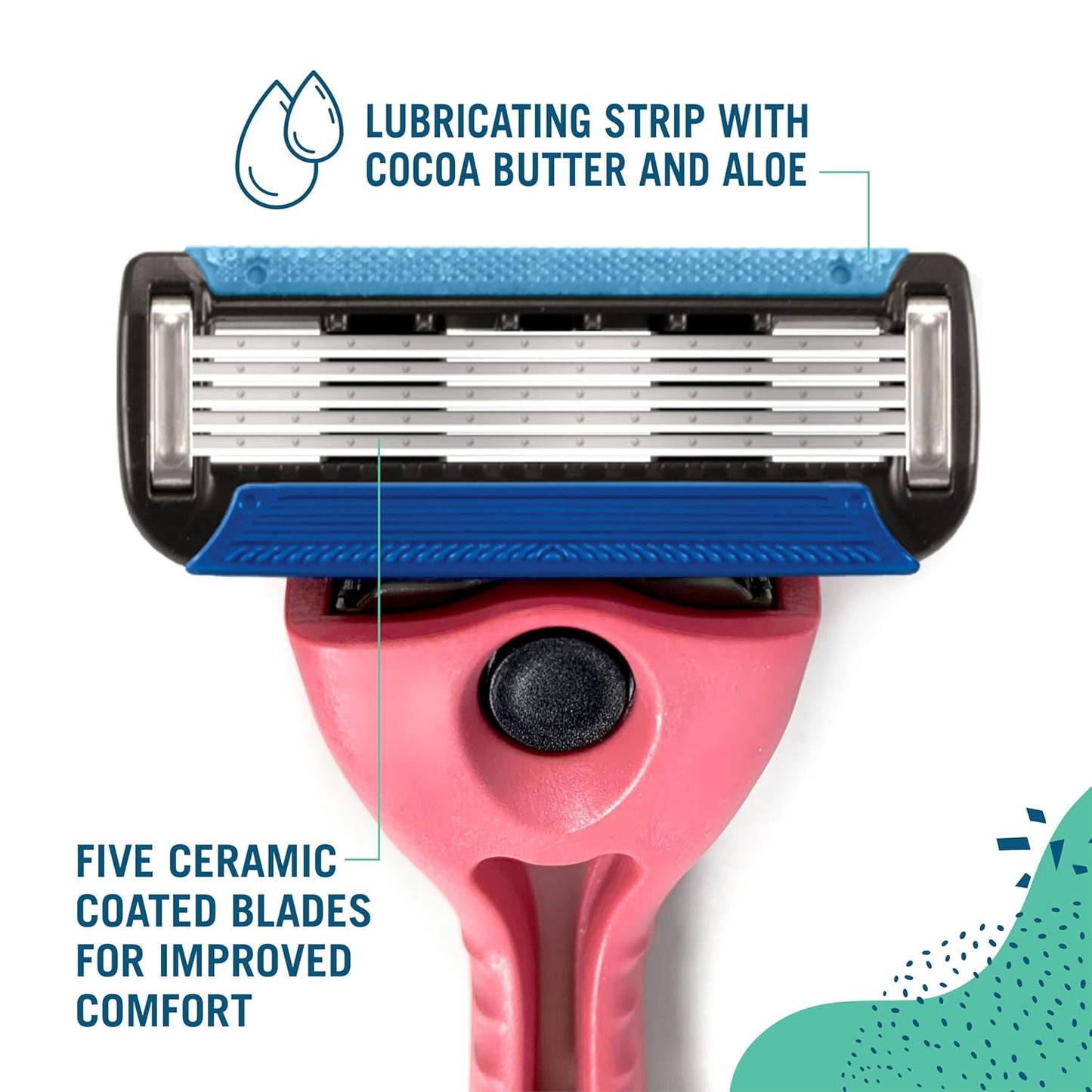 Preserve Shave 5 Five Blade Refillable Razor, Made from Recycled Materials, Key Lime