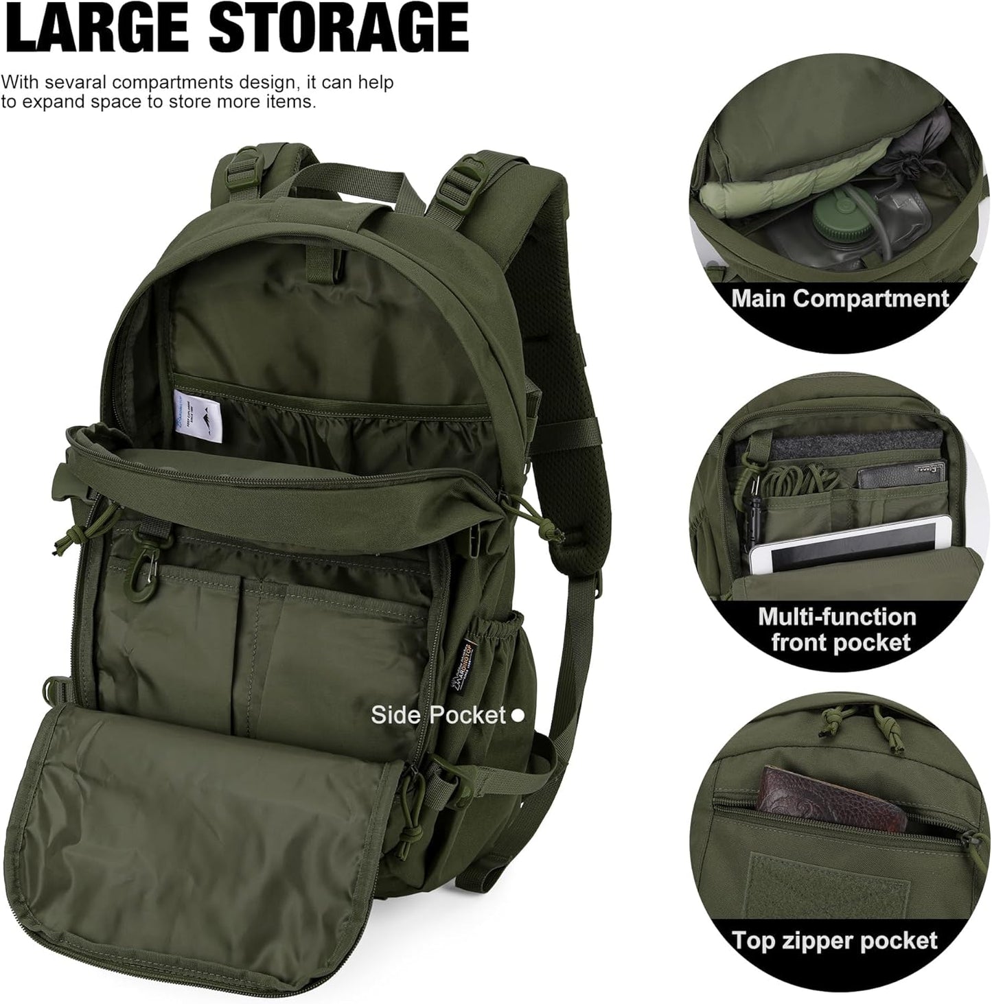 Mardingtop Small Tactical Backpack,Molle Hiking Backpack for Backpacking,Cycling and Biking,25L Backpack