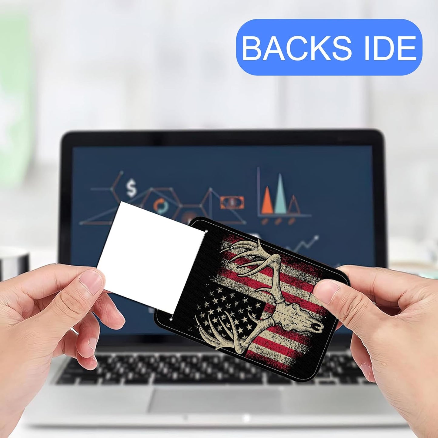 2 PCS American Hunting Deer Flag Luggage Tag for Suitcase Hunter American Flag Deer Leather Suitcase Tags with Name Address Card Label Privacy Cover and Stainless Steel Loop for Women Men