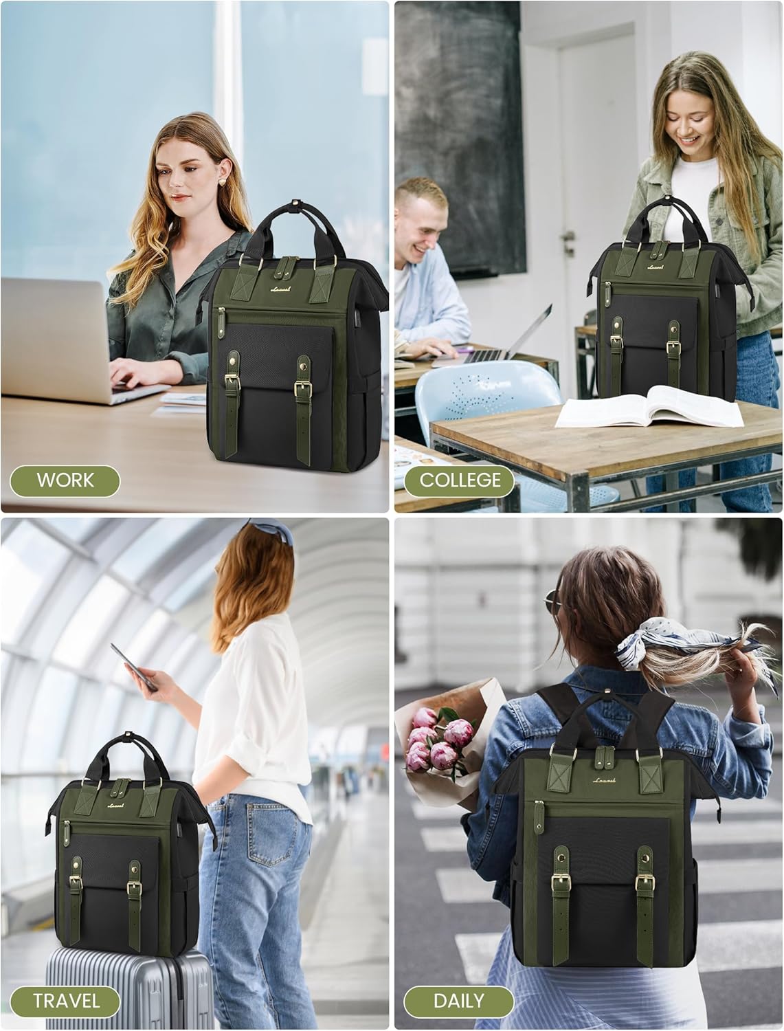 LOVEVOOK Laptop Backpack for Women Work Teacher Bag Travel Backpack, Stylish College Backpack Purse, Business Computer Laptop Bag Nurse Bags, Casual Daypack, 18 Inch