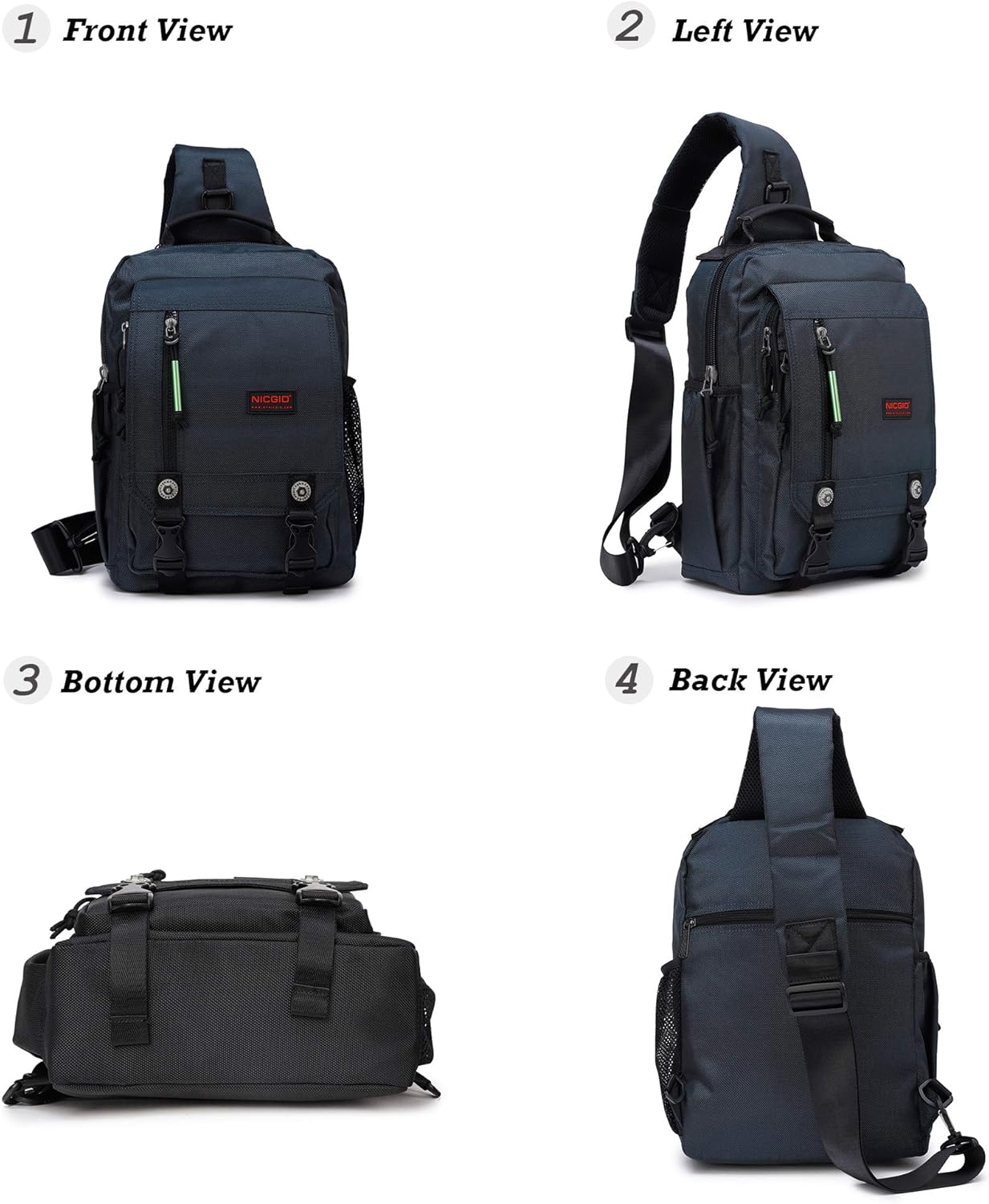 NICGID Sling Bags Chest Shoulder Backpacks, 12.5'' 13.3'' 14.1'' 15.6''Laptop Backpack Crossbody Messenger Bag Travel Outdoor