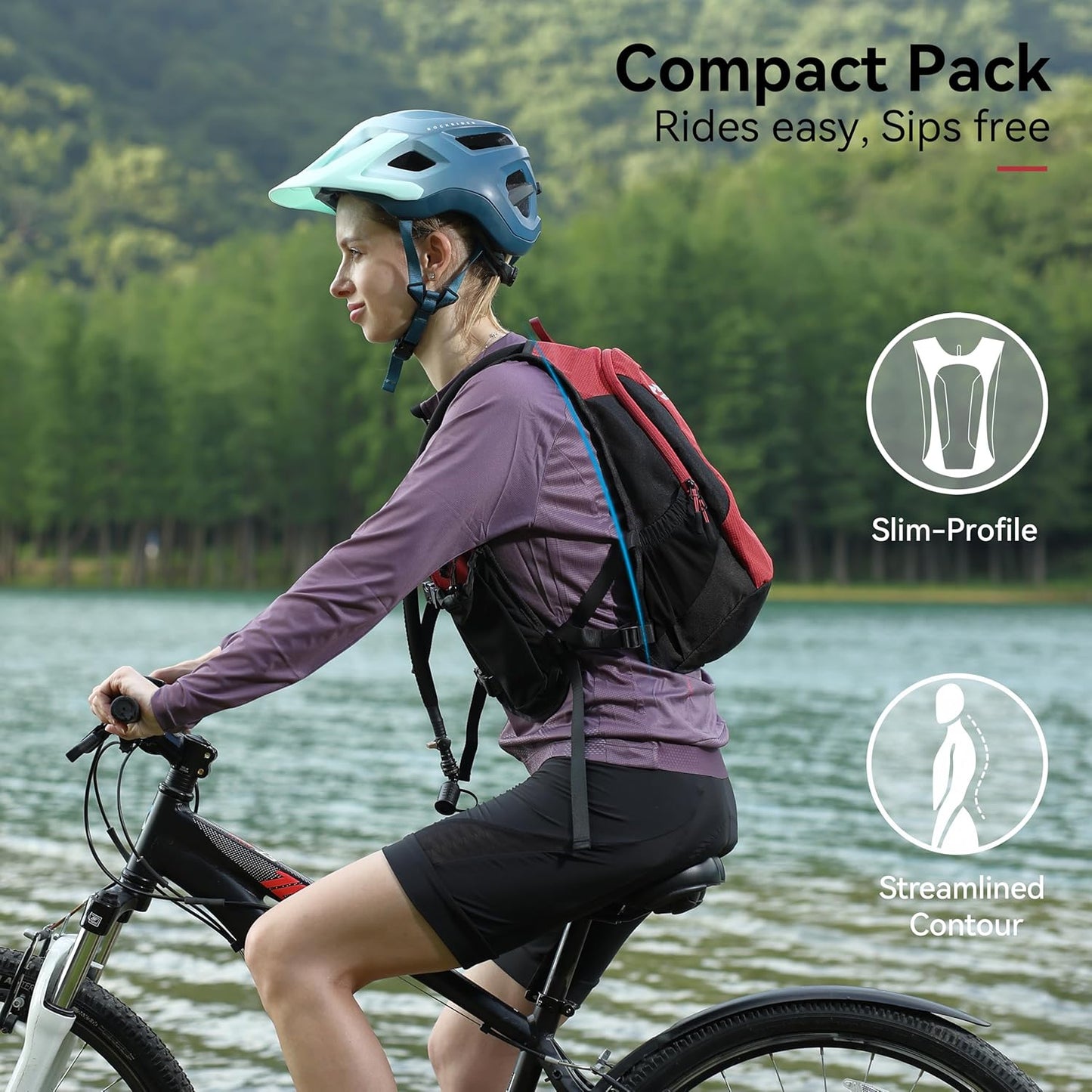 MARCHWAY Lightweight Hydration Backpack with Vest Style Straps & 2.5L TPU Water Bladder, Versatile Sleek Multi-Pocket Pack for Hiking, Cycling, Running, Backpacking, Travel