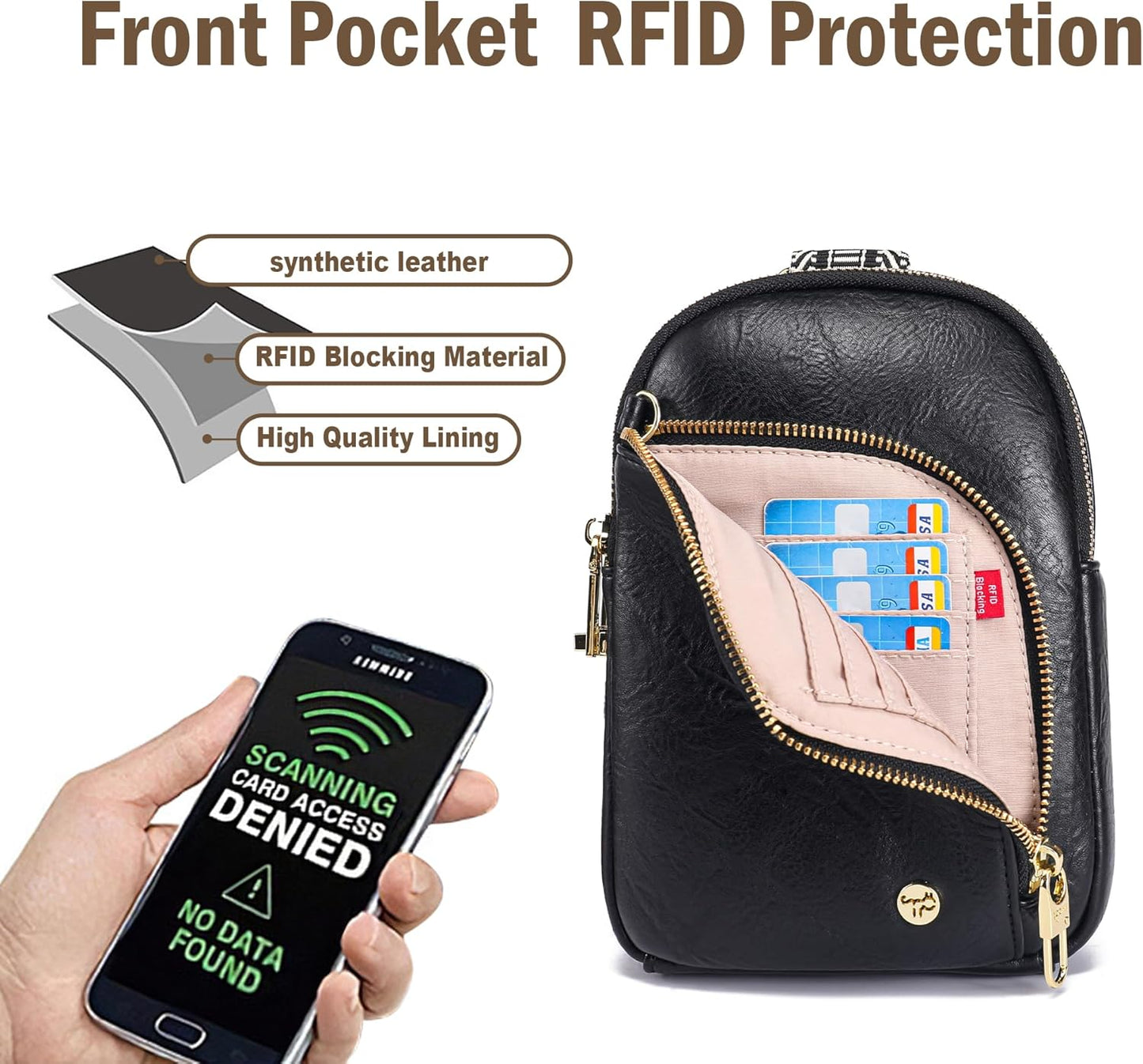 INICAT RFID Blocking Sling Bag Anti Theft Crossbody Bags for Women Travel Fanny Pack Cross Body for Woman Chest Bag