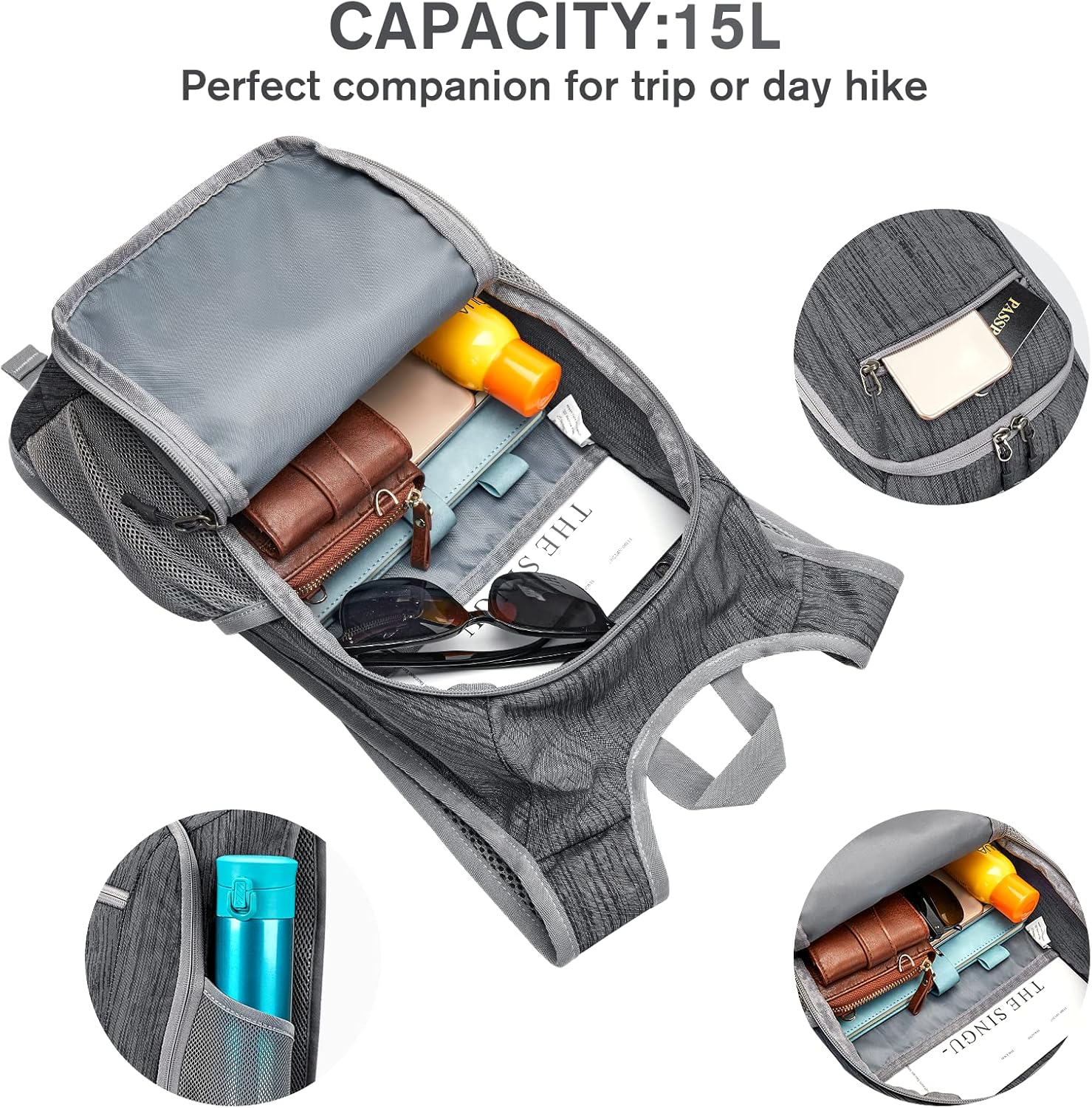 G4Free 10L/15L Hiking Backpack Lightweight Packable Hiking Daypack Small Travel Outdoor Foldable
