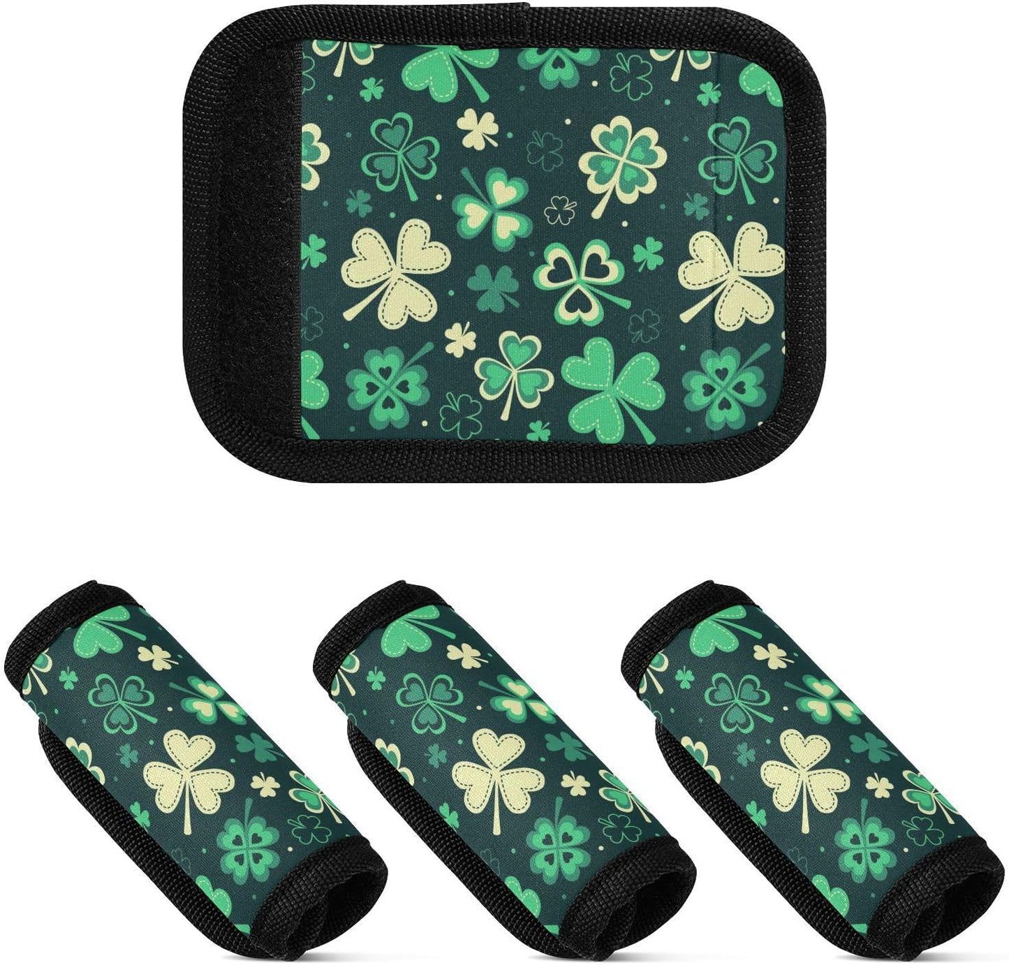 4 PC Luggage Handle Wrap Luggage Handle Covers Tags for Suitcase Bags Travel Luggage Handle Identifier Gripper Green Clovers St Patrick's Day