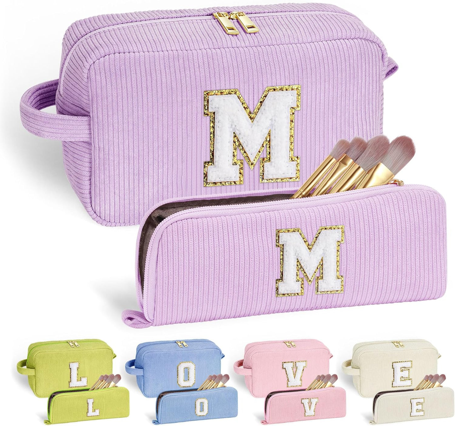 YOOLIFE Initial Travel Makeup Bag Cosmetic Bag - Teen Girl Gifts Trendy Stuff Friend Birthday Gifts