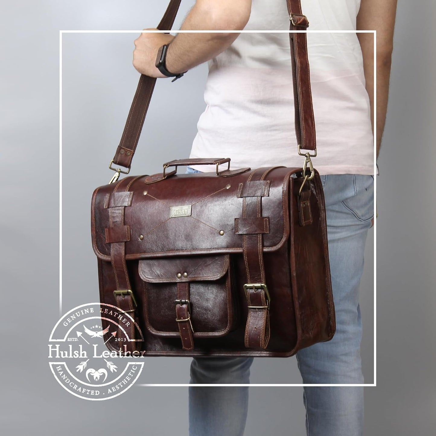 Full Grain Leather messenger bag for men Leather laptop bag for men, Genuine Leather satchel briefcase computer bag