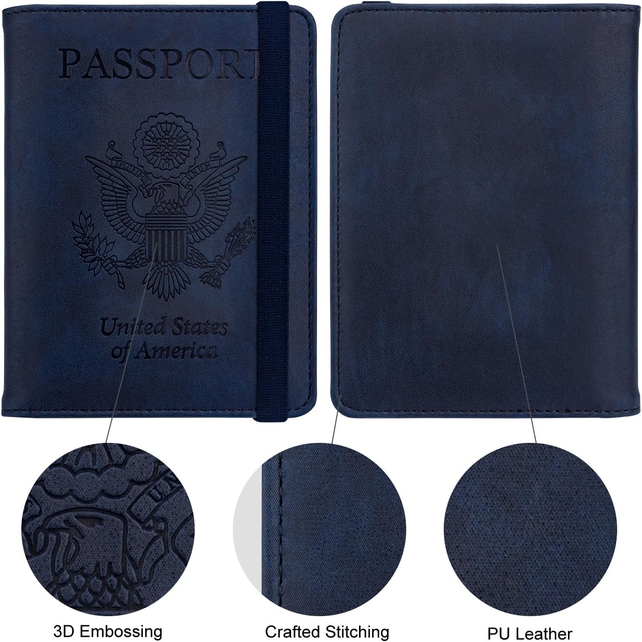 WALNEW Passport Holder for Travel, RFID Passport Cover Wallet for Women Men, PU Leather Passport