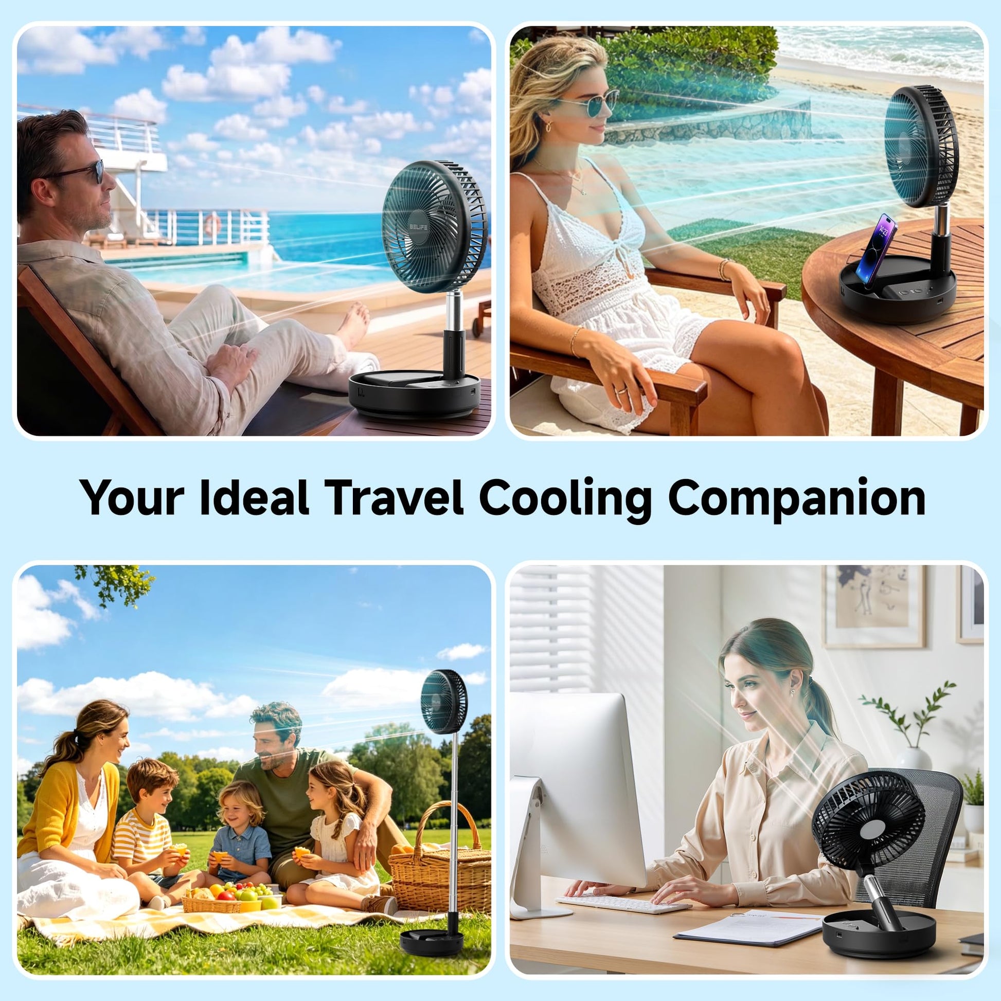 Belife X8 Portable Oscillating Camping Fan for Travel